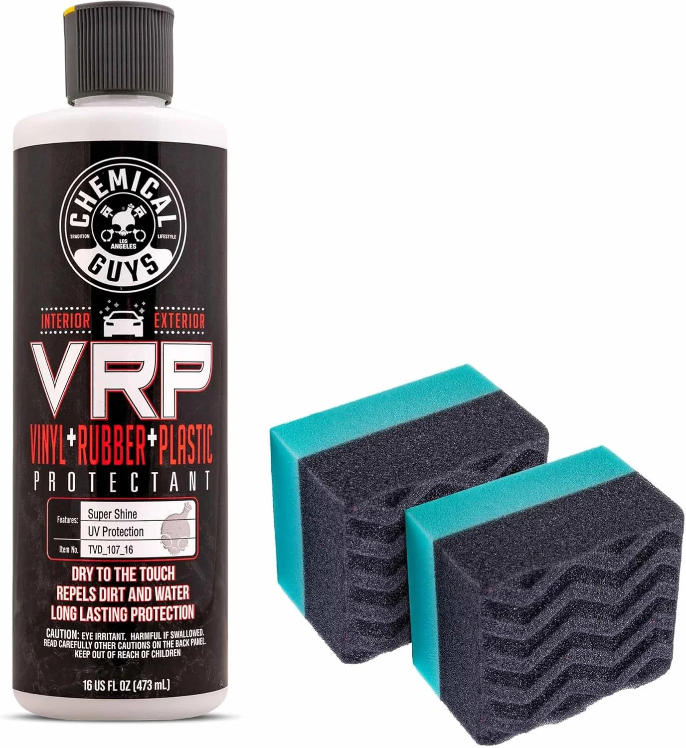 Chemical Guys VRP Protectant & WonderWave Applicators Kit – 16 oz Vinyl, Rubber,