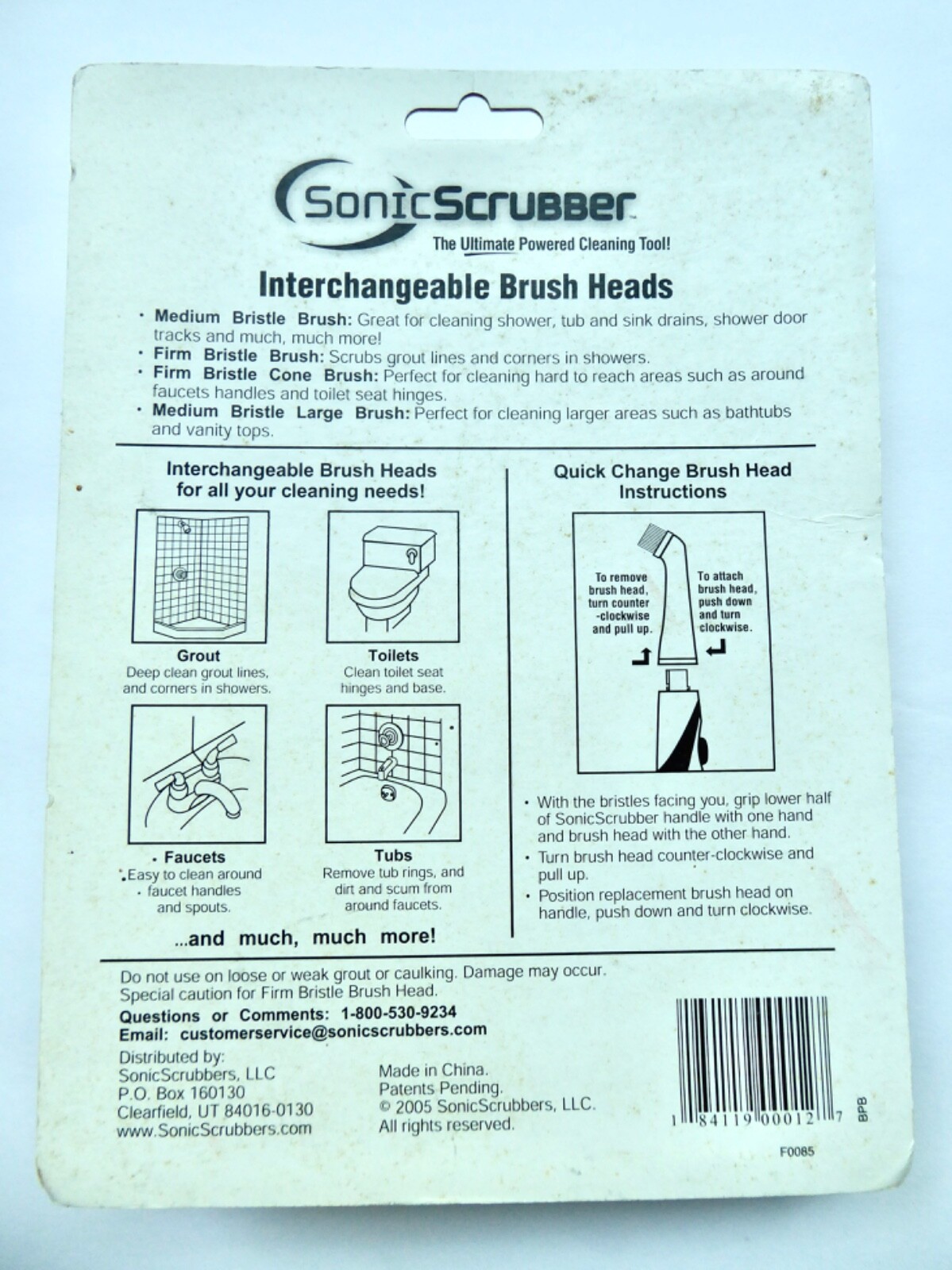 NEW Sonic Scrubber Bathroom Power Cleaner Interchangeable Brushes Free Shipping
