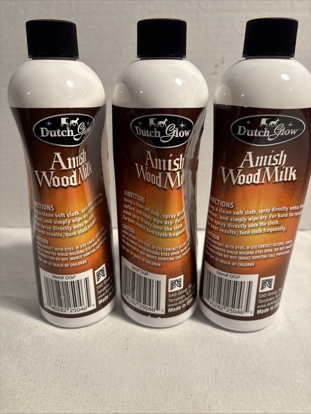 3 Dutch Glow Amish Wood Milk 12 FL Oz Bottles Brings Furniture Back To Life New
