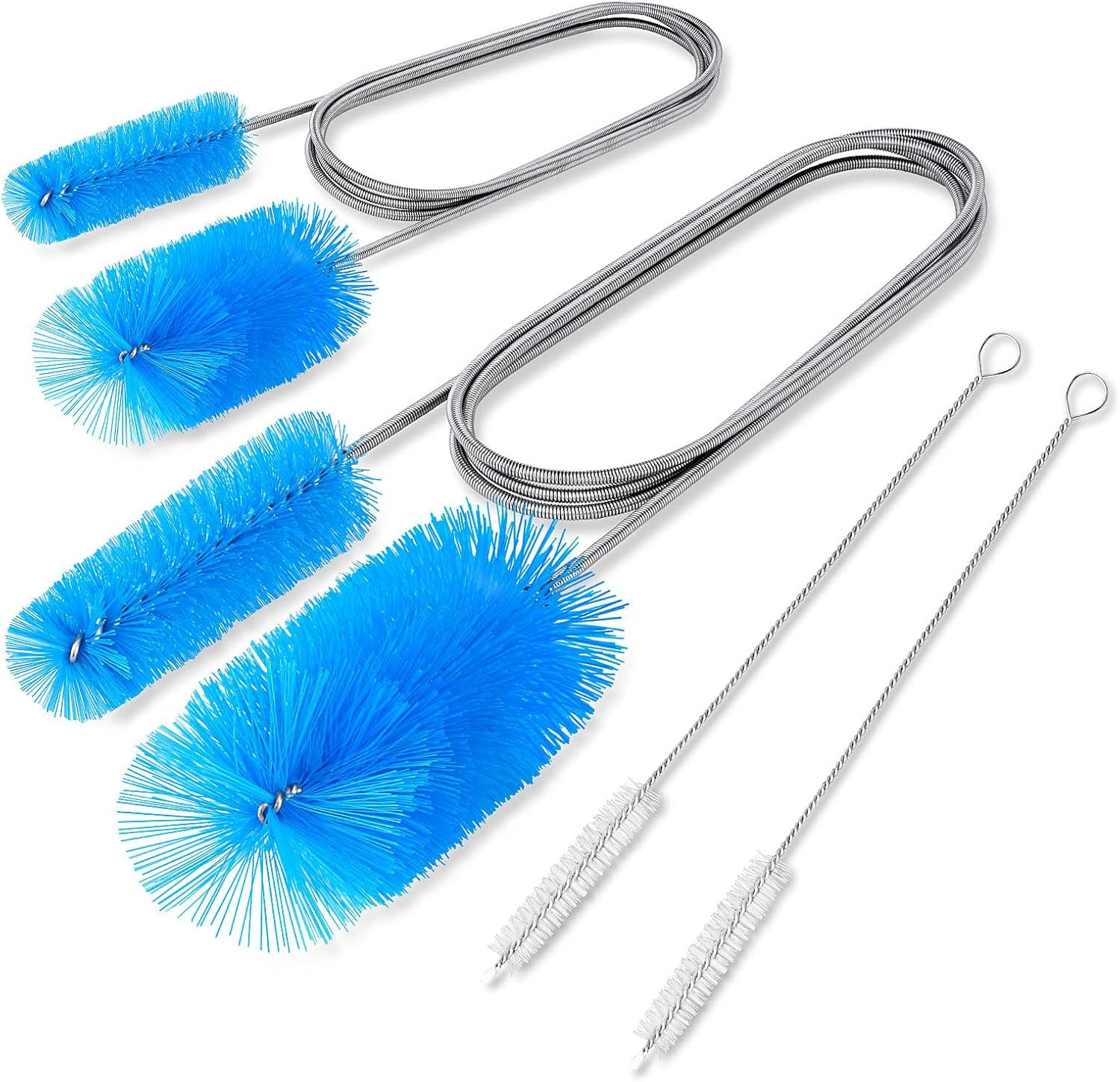 Flexible Long Drain Brush Tool with Large Double Elastic Nylon Ends, Stainless S