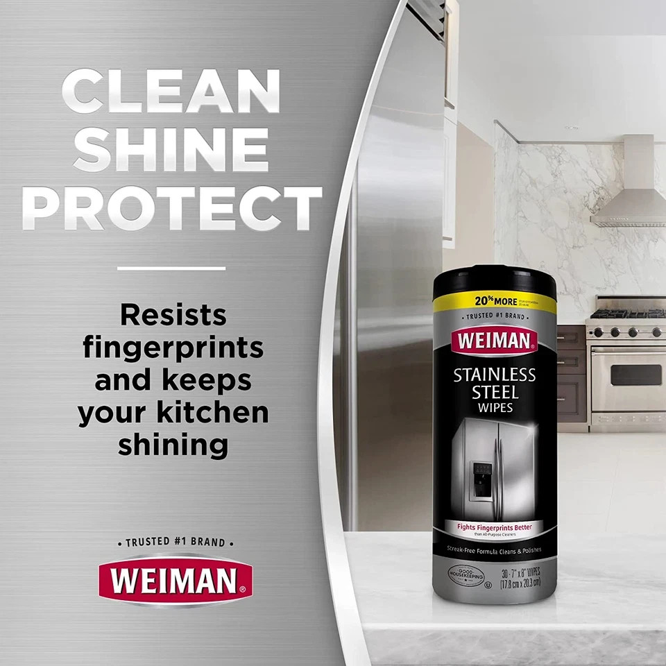 Weiman Products Stainless Steel Wipes 30 Count (Pack of 2)