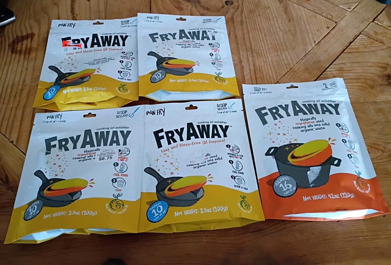FryAway Cooking Oil Solidifier Powder 100% Plant Based 18.2 oz total Free Ship
