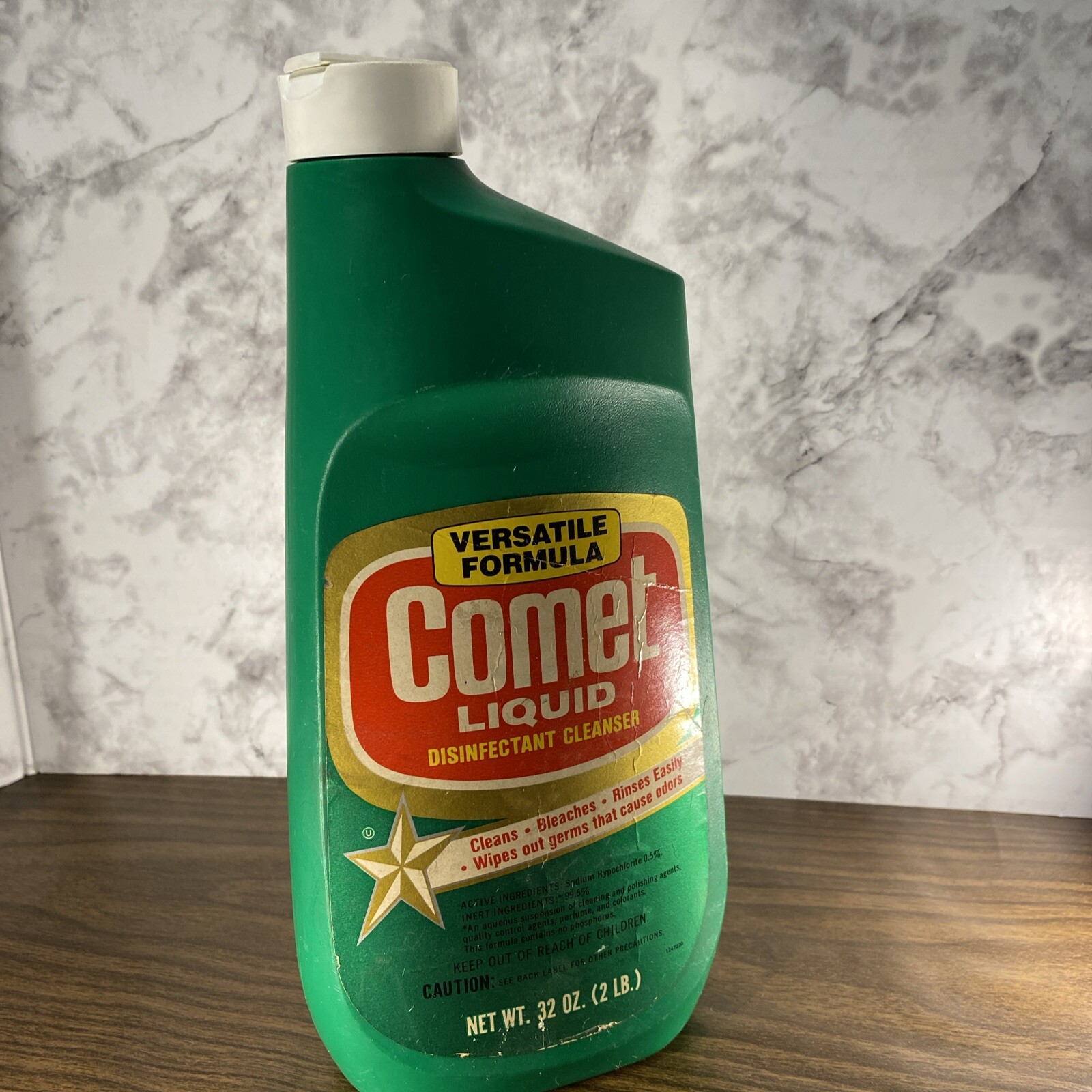 VTG COMET Liquid Cleaner In Green Plastic Bottle RARE 32oz (2lb) Half Full
