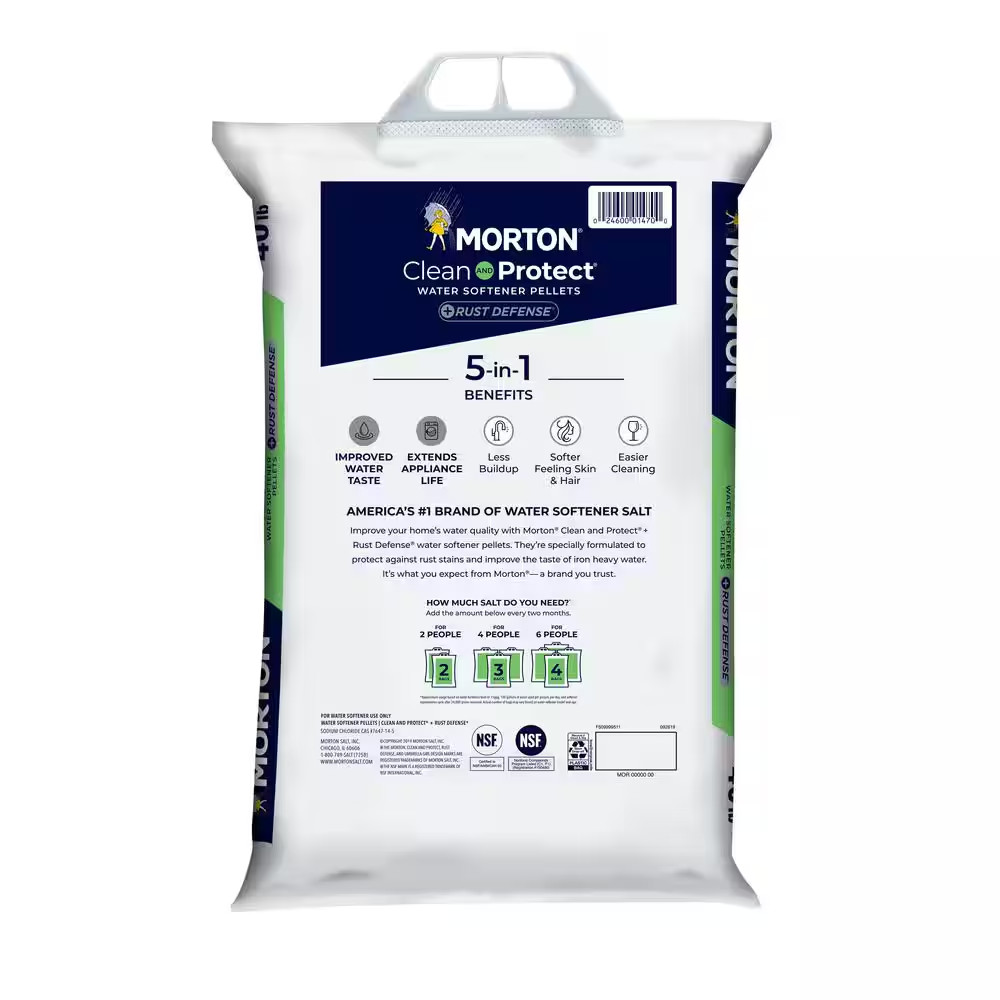 40 Lbs. Water Softener Salt Pellets Clean and Protect plus Rust Defense