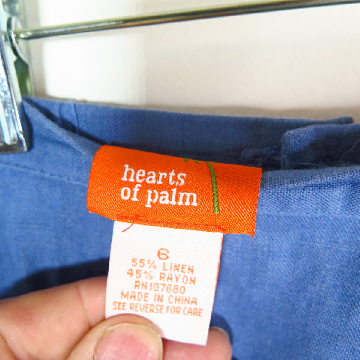 Hearts of Palm SIZE 6 Embroidered beaded Linen Rayon Blue Floral Skirt
