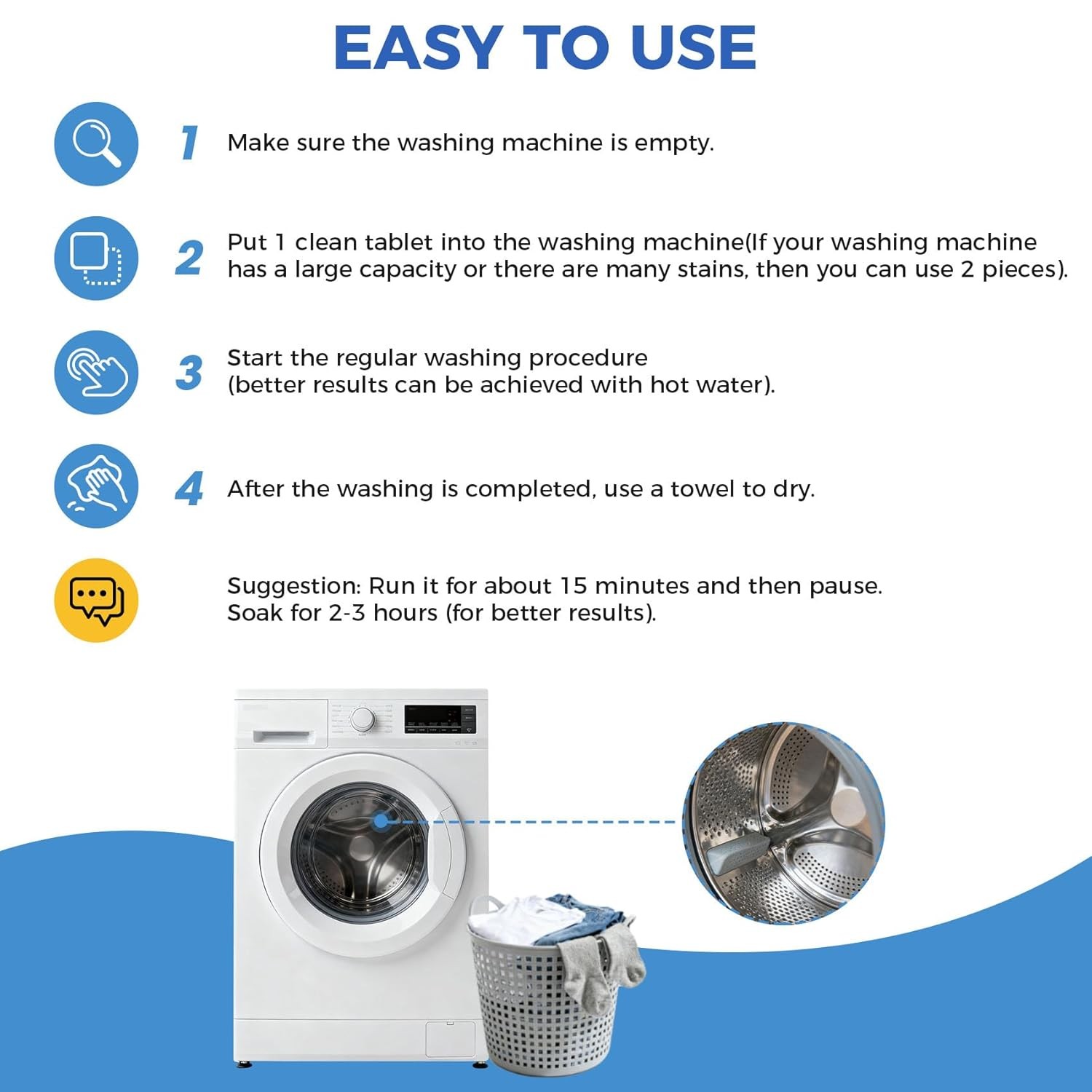 Washing Machine Cleaner Tablets Descaler 24 Pack Deep Cleaning Front Top Load