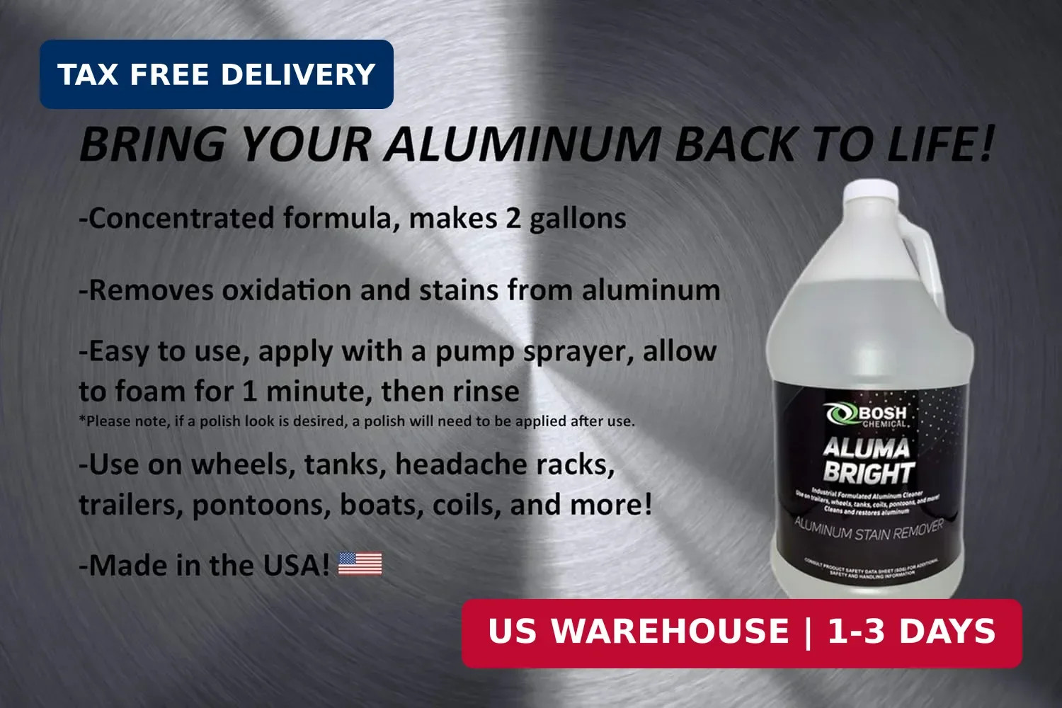 1 Gallon Bottle Aluma Bright Aluminum Cleaner and Brightener Spray Concentrate