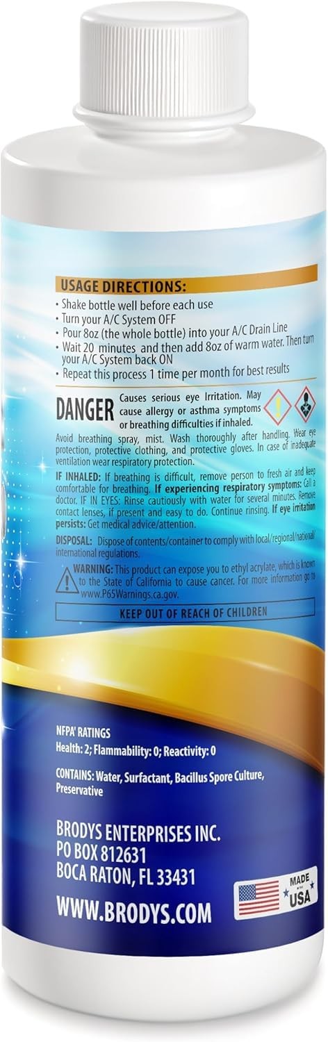 – A/C HVAC Drain Line Cleaner, 8oz Bottle, (Great to use at home, in the offi…