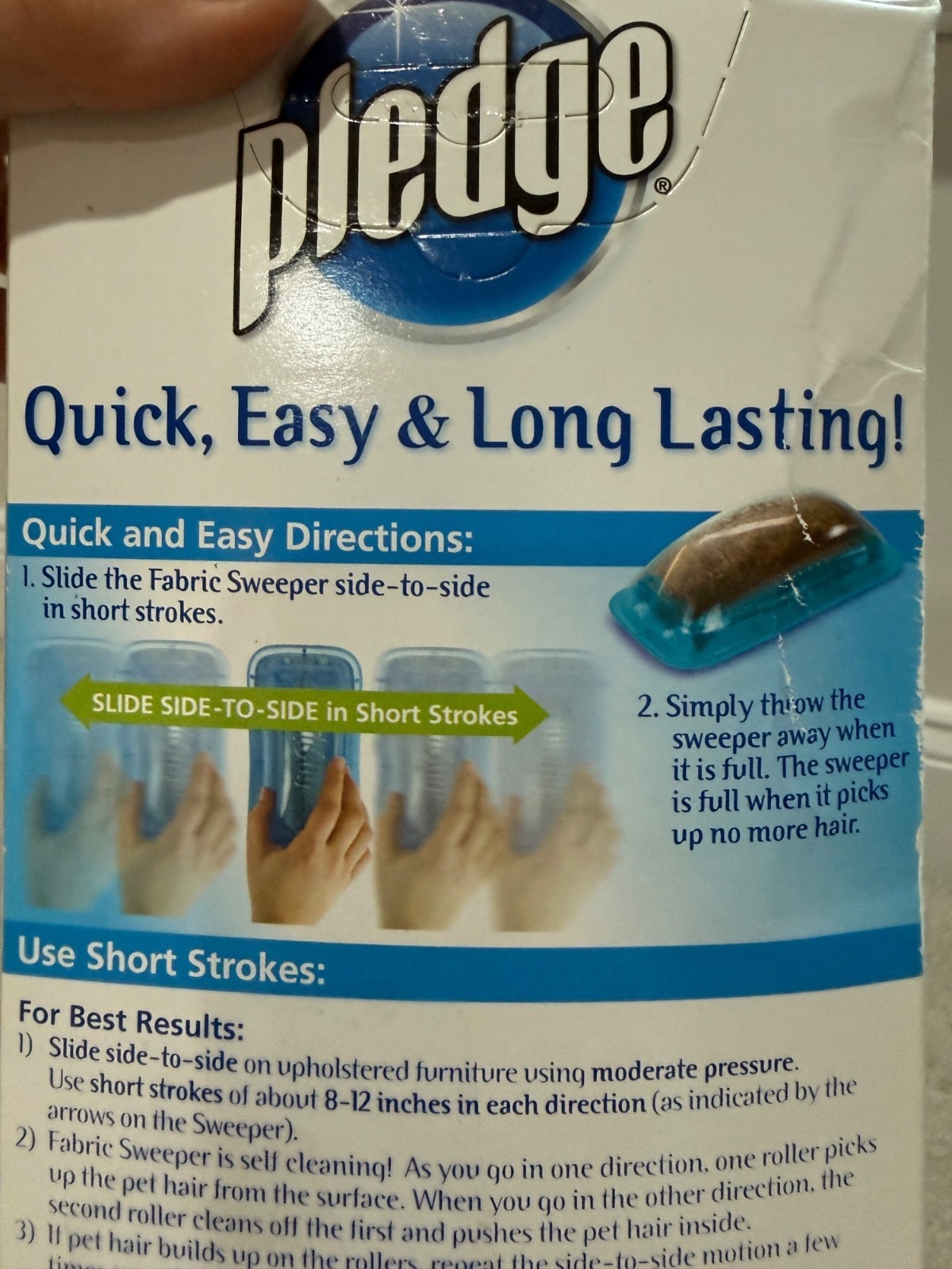 Pledge New Fabric for Pet Hair 1 Multi Use Disposable Sweeper