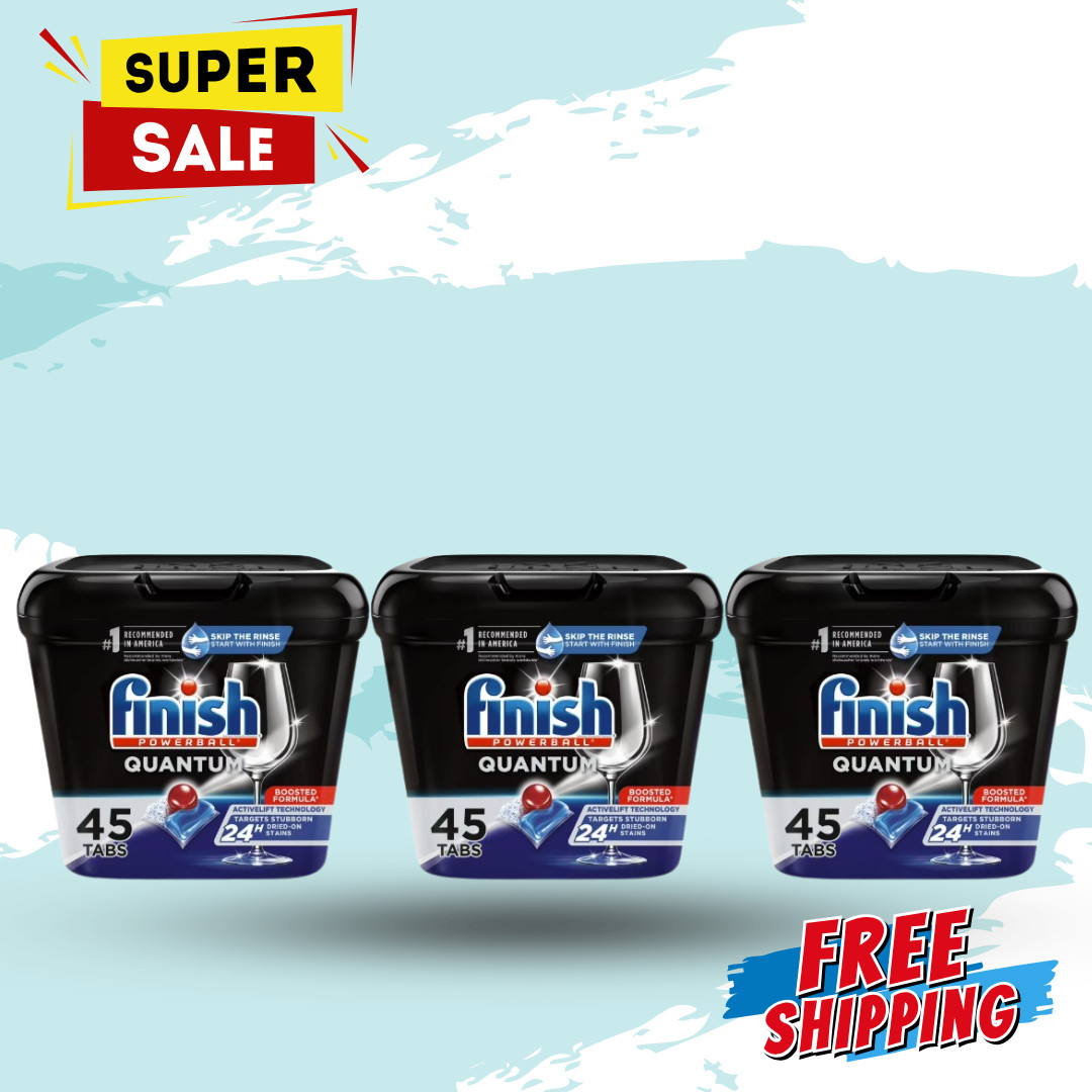 [FASH SALE] 3 Pack Finish Quantum Dishwasher Pods Advanced Clean 45 Count Tabs