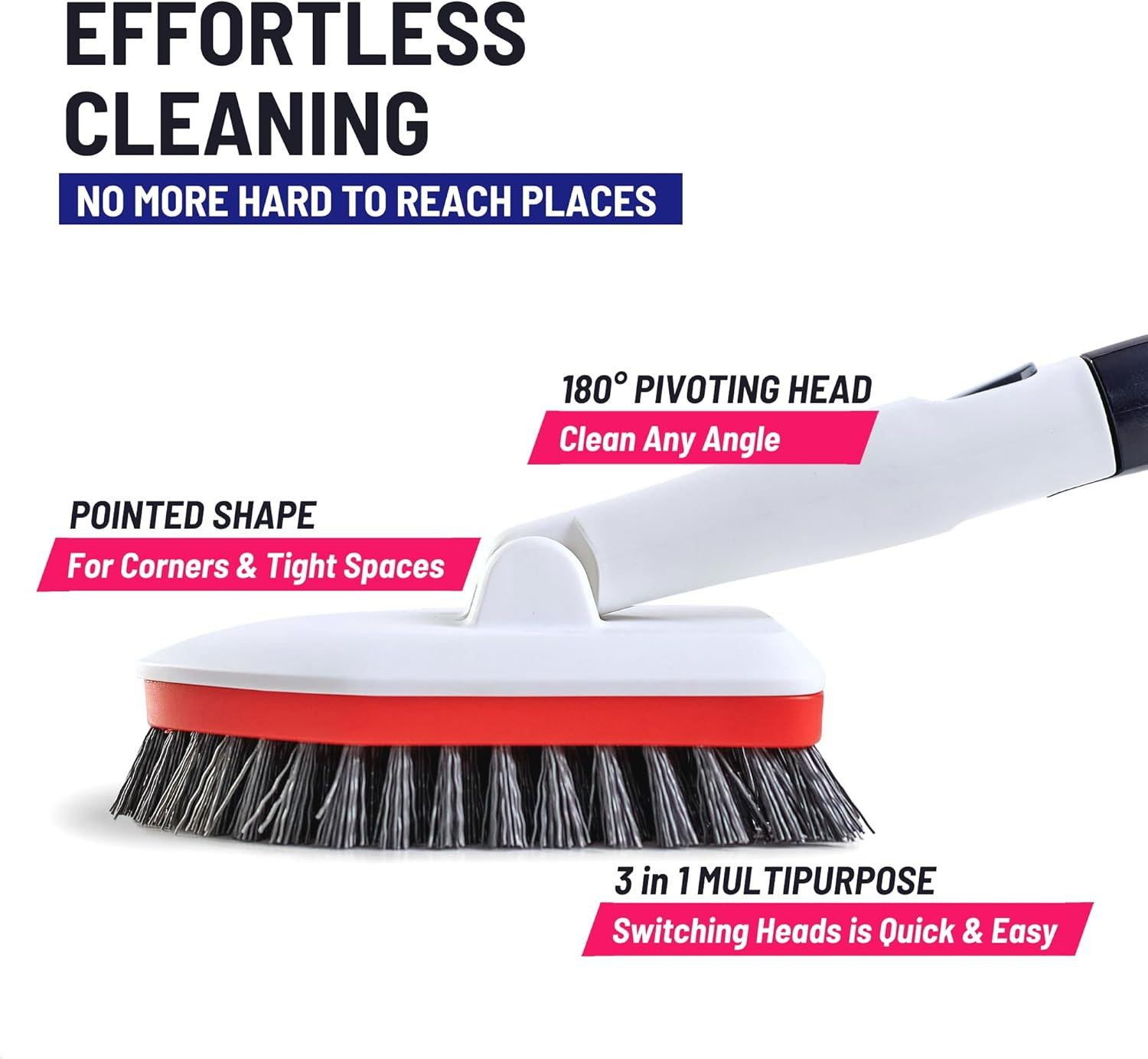 Shower Scrubber 3 in 1 Extendable Long Handle 58″ Cleaning Brush – Non Scratch S