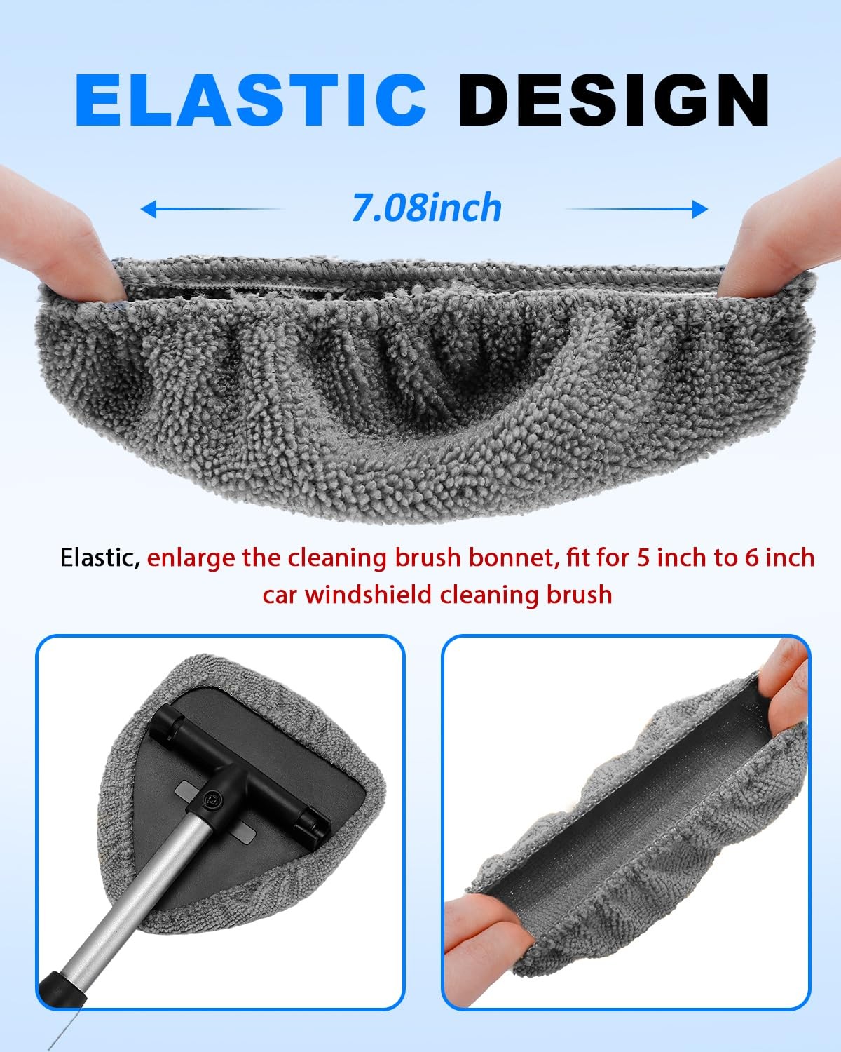 Microfiber Windshield Cleaning Pads 5 Pack Replacement Bonnets, Washable