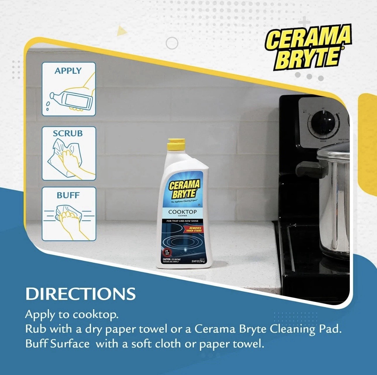 Cerama Bryte Cooktop and Stove Cleaner for Glass-Ceramic Surfaces, 2-pack 28 Oz