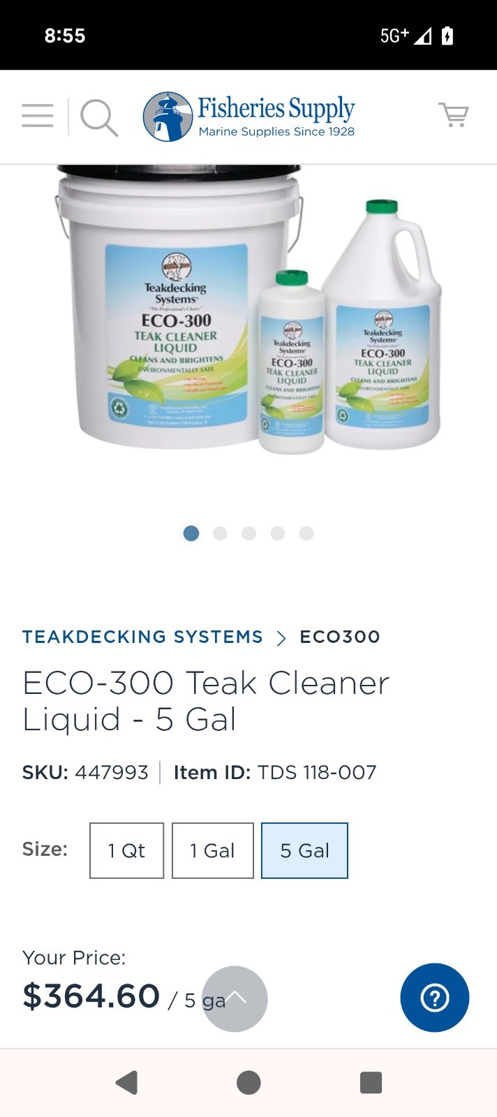 Teak Decking Systems ECO-300 Liquid Teak Cleaner 5-gal