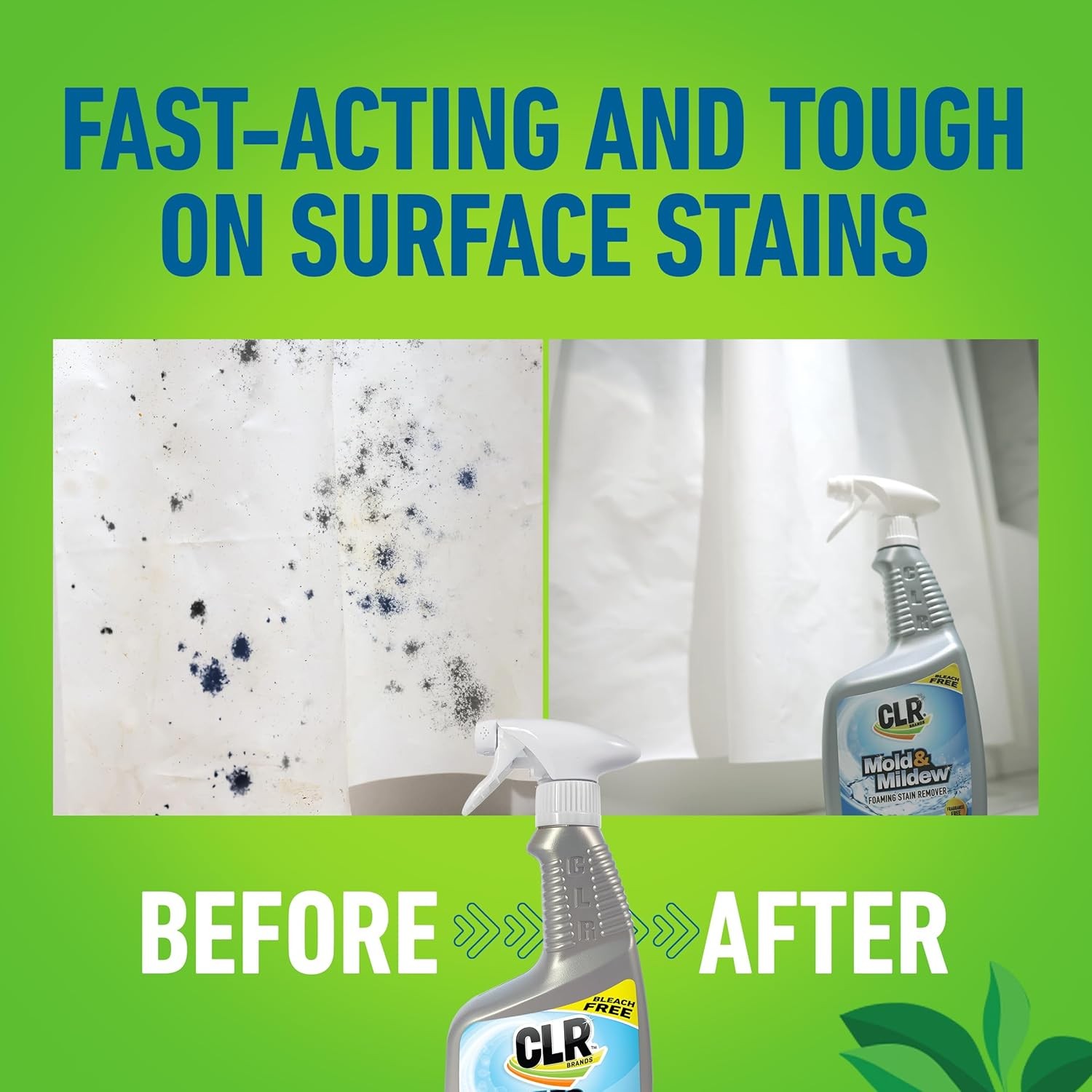 CLR Brands Mold and Mildew Stain Remover, 32 oz. Spray Bottle, Pack of 2, Multi-