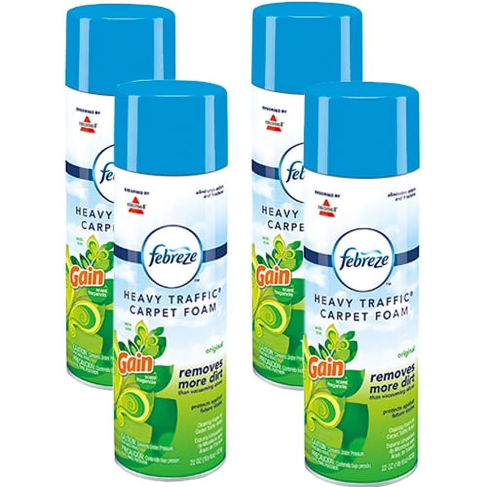 Febreze Heavy Traffic Carpet Cleaner Foam Gain Scent 22oz Bissell LOT Of 4