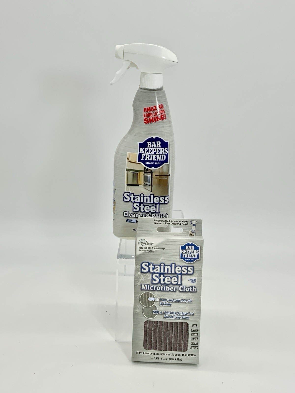 Bar Keepers Friend Stainless Steel Cleaner & Polish Spray Plus Microfiber Cloth