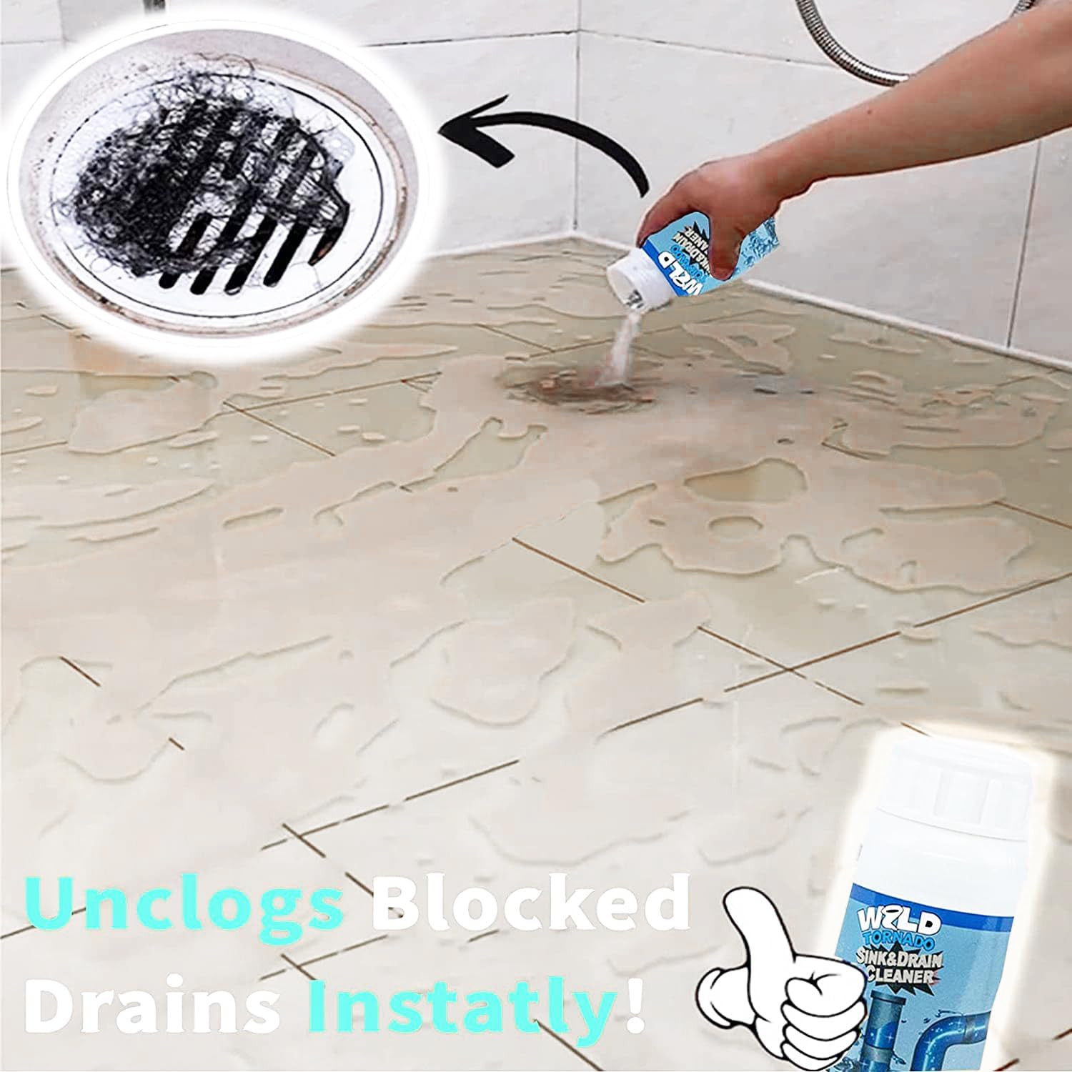 Wild Tornado Pipe Dredge, Powerful Sink and Drain Cleaner Powder, Fast Foaming D