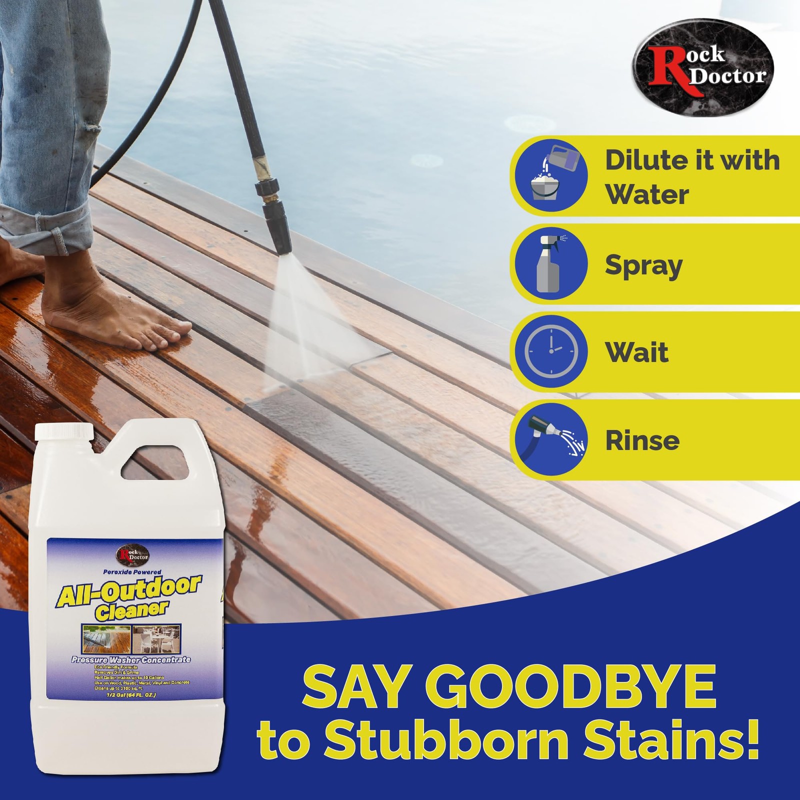 Outdoor Pressure Washer Cleaner, Natural Cleaning Solution Removes Stains and…