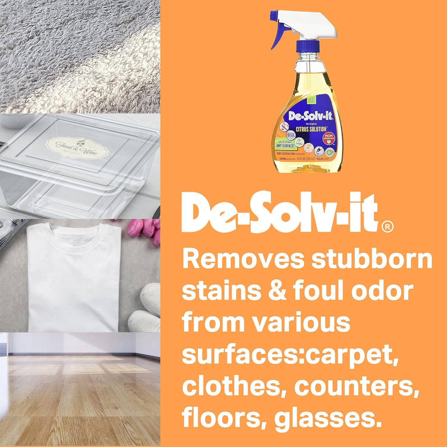 Orange-Sol De-Solv-It Citrus Solution, Wood, Glass, Laundry Stain Remover Spray,