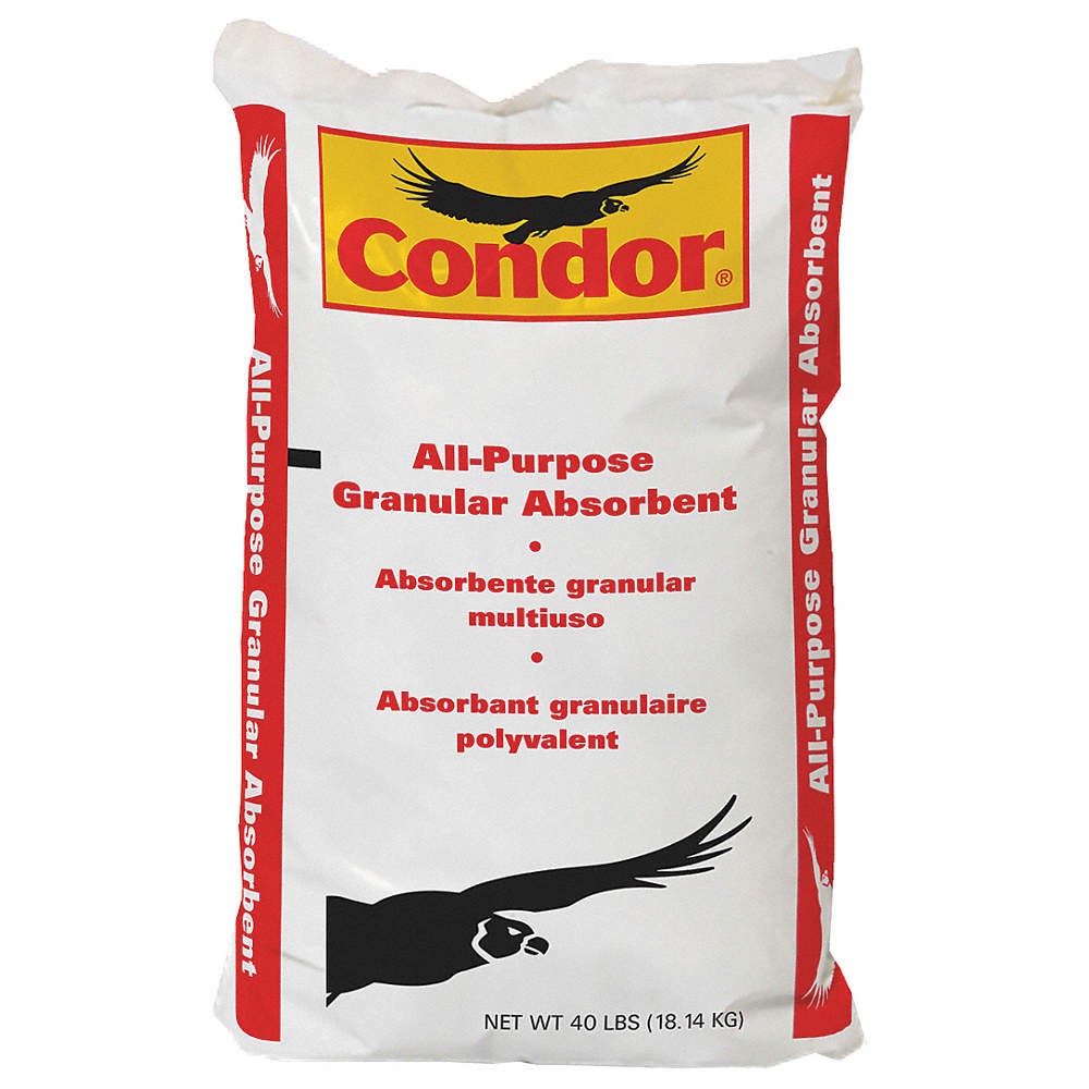 CONDOR 35UX86 Granular Clay Floor Absorbent,40 lb.,Bag 35UX86
