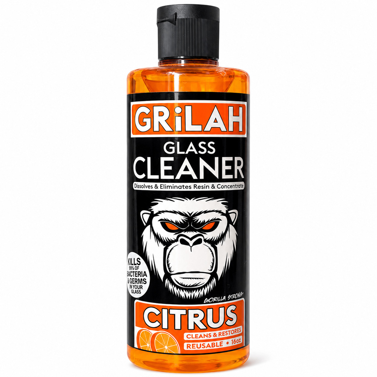 GRILAH Citrus Orange Glass Pipe Bong Cleaner Resin Remover Reusable – 16 oz