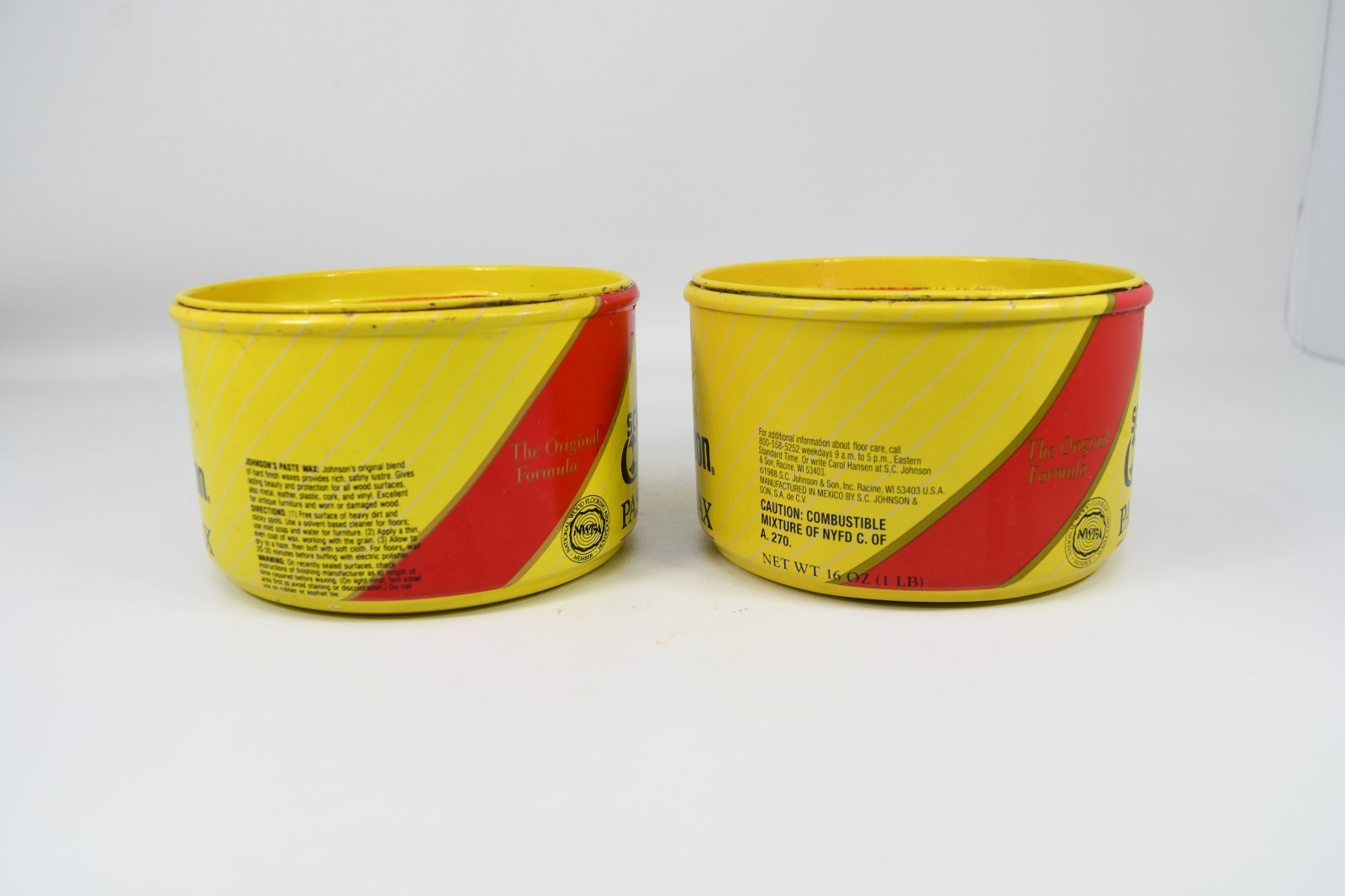 SC Johnson Paste Wax Discontinued Original Formula 2 Used Half Empty Cans