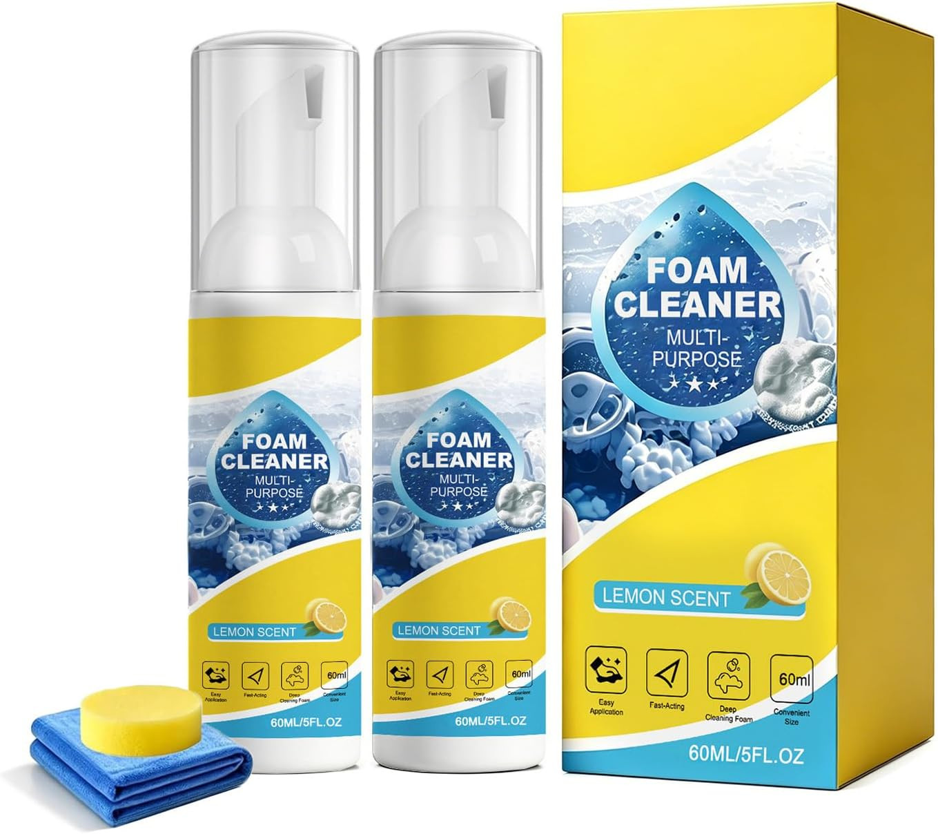 4-In-1 Multi-Enzyme Foam Cleaner, Multipurpose Car Interior Foam Cleaners for Ca
