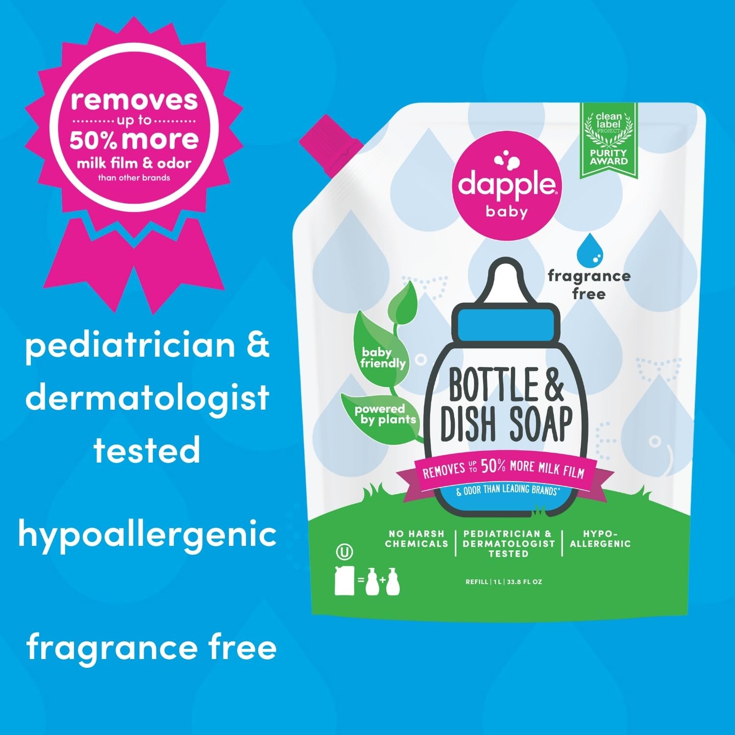 Jabon Liquido Para Platos Para Bebes, Biberones Y Platos Hipoalergenico A Base