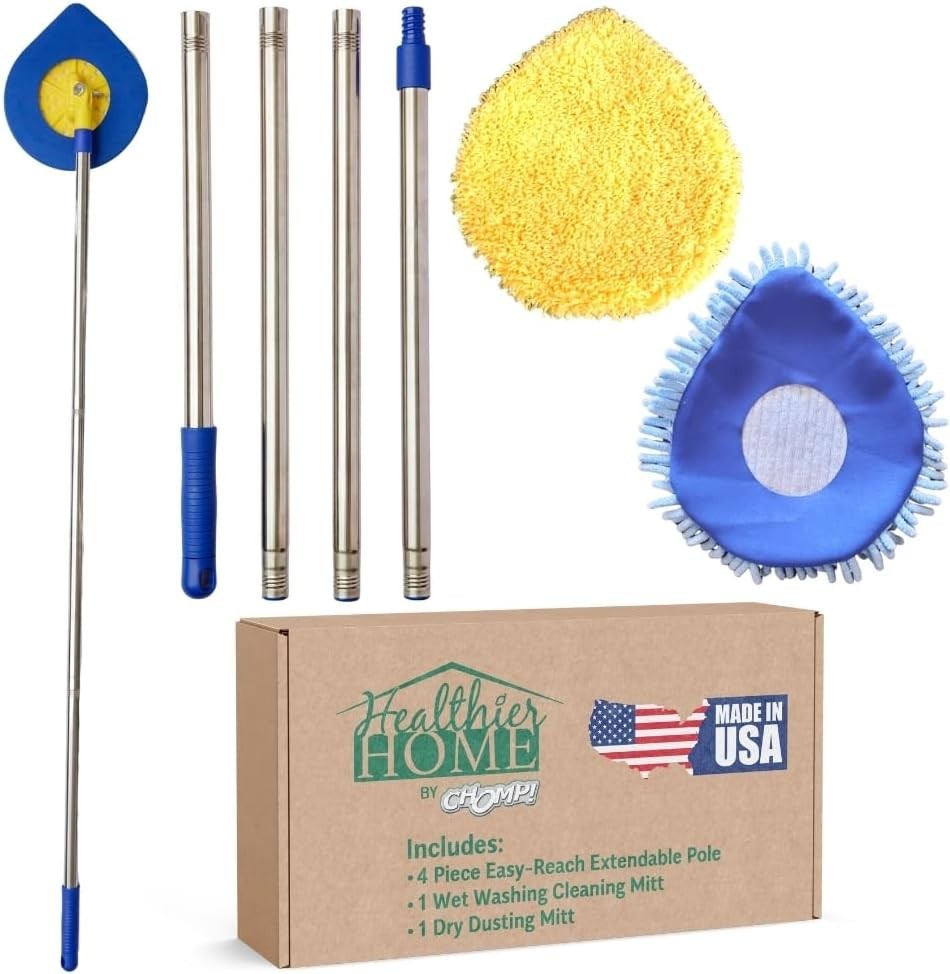 Effortless CHOMP Wall, Ceiling & Baseboard Cleaner with Long- Handle