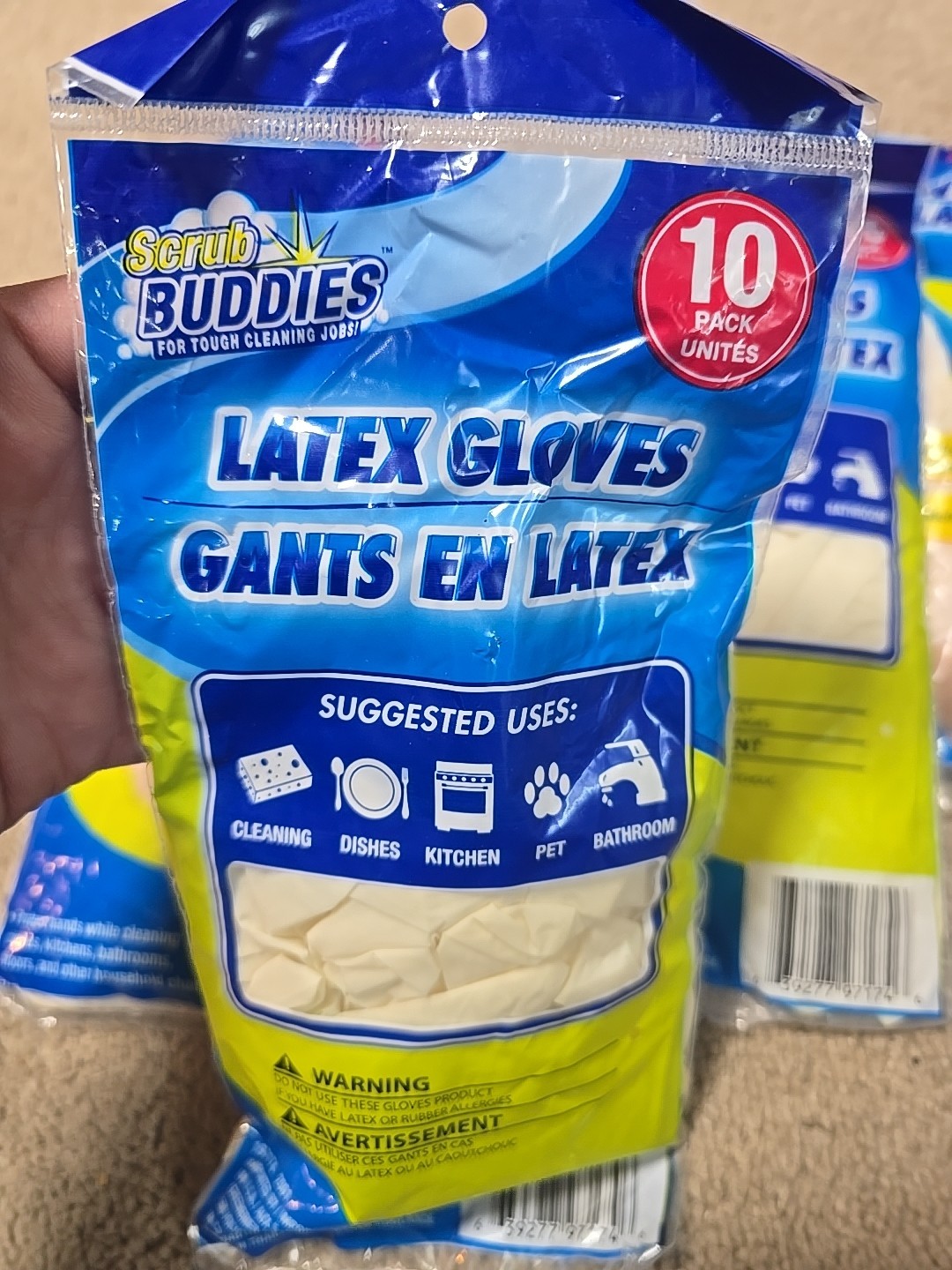 Lot Of 5 -10 Pack (50) Scrub Buddies Latex Gloves 1 Size Fits Most Multipurpose
