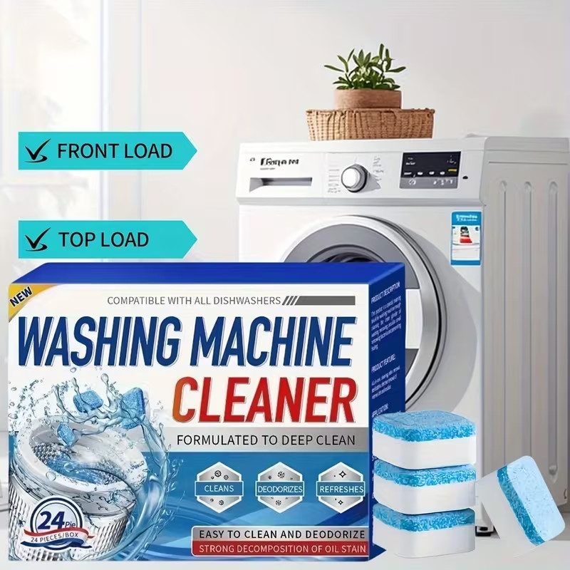 12/24 Pcs Washing Machine Cleaner Descaler Deep Solid Cleaning For HE Tablets