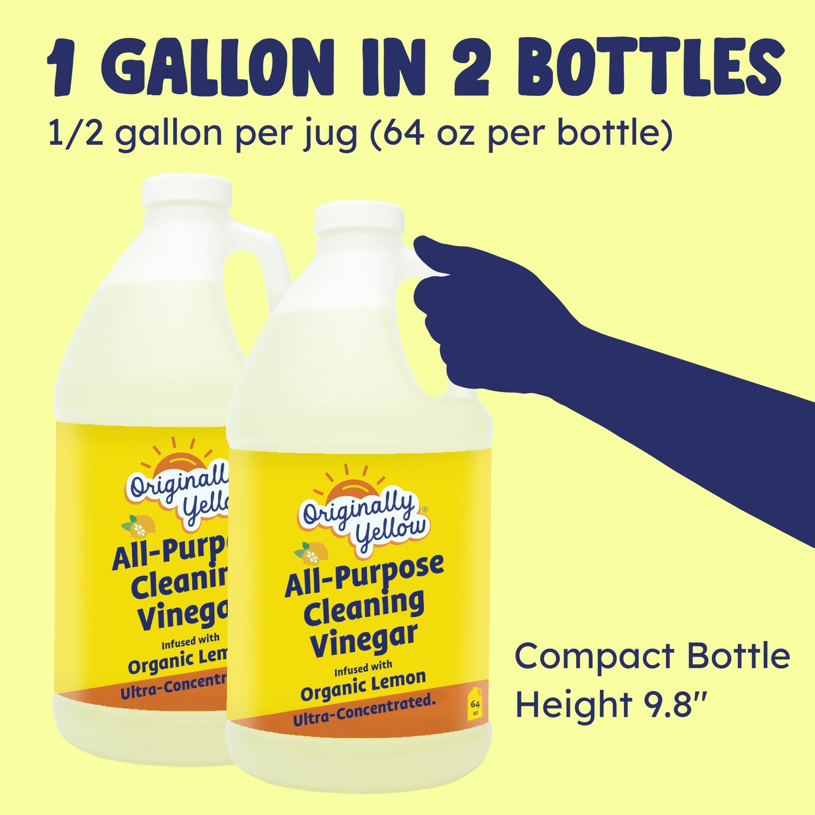 “Yellow Lemon Vinegar Cleaner – All-Purpose 1 Gallon, 2-Pack for Glass & Floors”