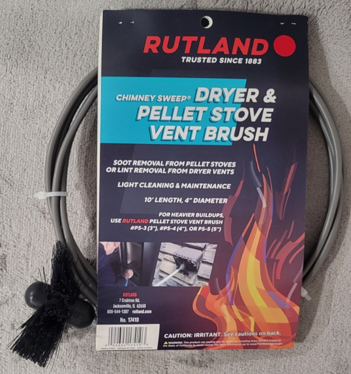 NEW Rutland 4 inch Pellet Stove/dryer Vent Brush With 10 feet Handle #17410