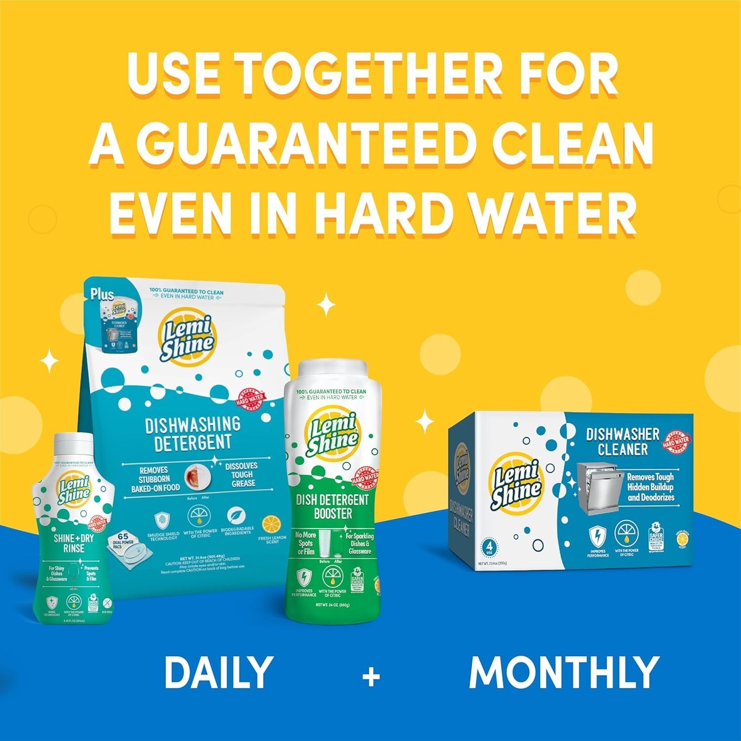 Natural Dishwasher Detergent Pods + Dishwasher Cleaner 1 Ct | All-In-One Powder