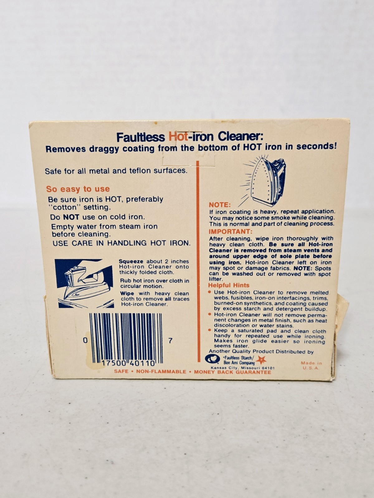 Vintage Faultless Hot Iron Cleaner 1oz 28 Grams (Open Box)