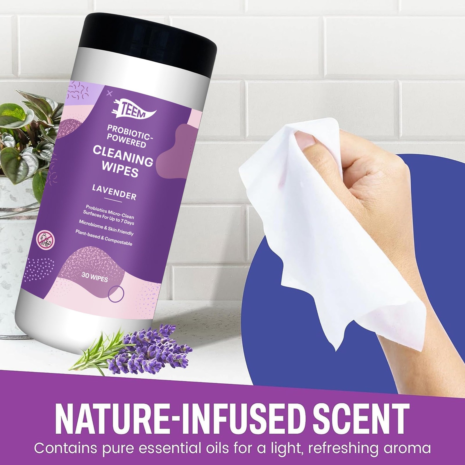Probiotic Cleaning with Lavender Essential Oil, Microcleans Surfaces for up t…