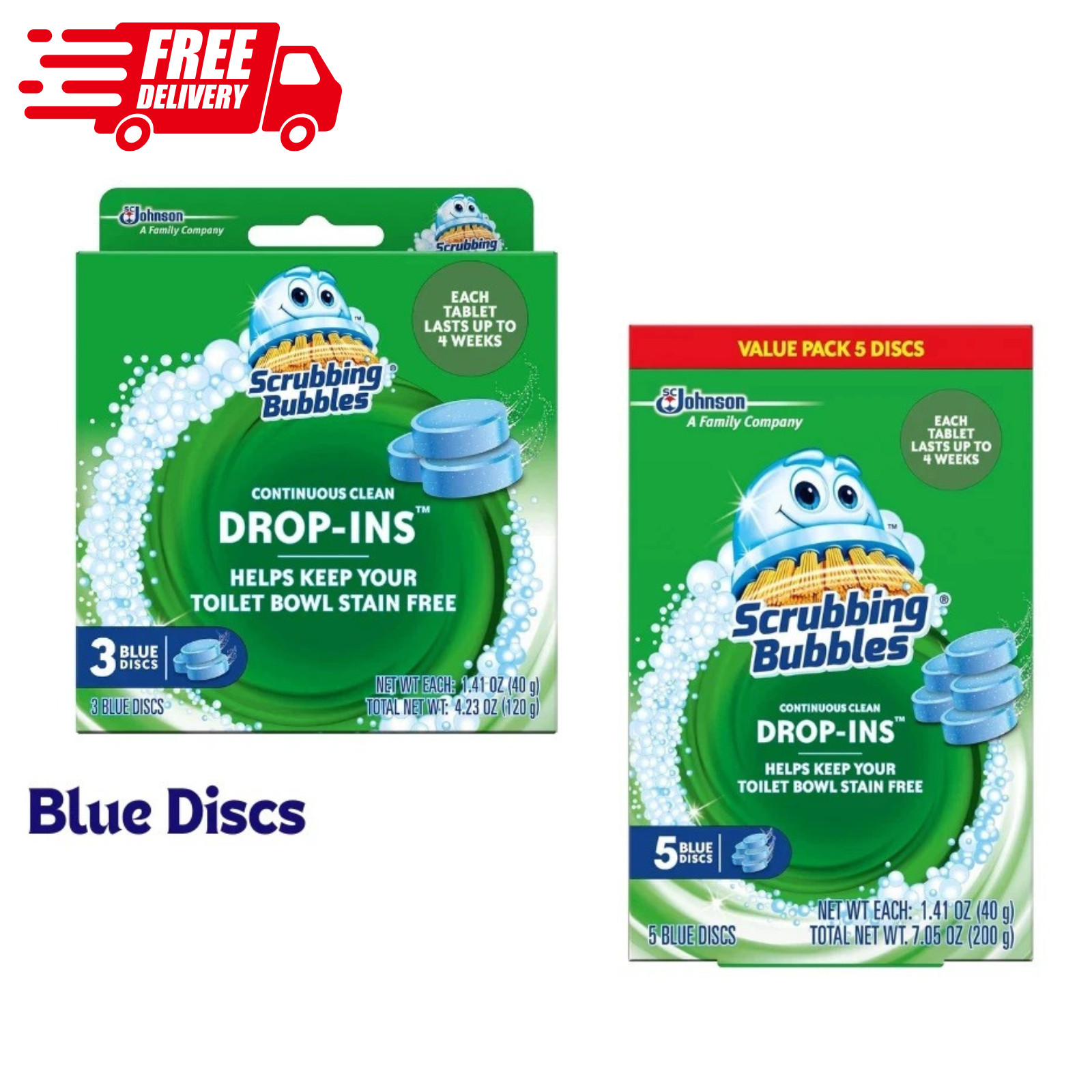 Scrubbing Bubbles Toilet Cleaner Drop Ins Tablets, 2 Scent,3-5 Count Pack of 1