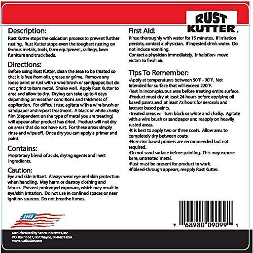 Rust Kutter Gallon Stops Rust and Converts Rust Spots to Leave a Primed Surface