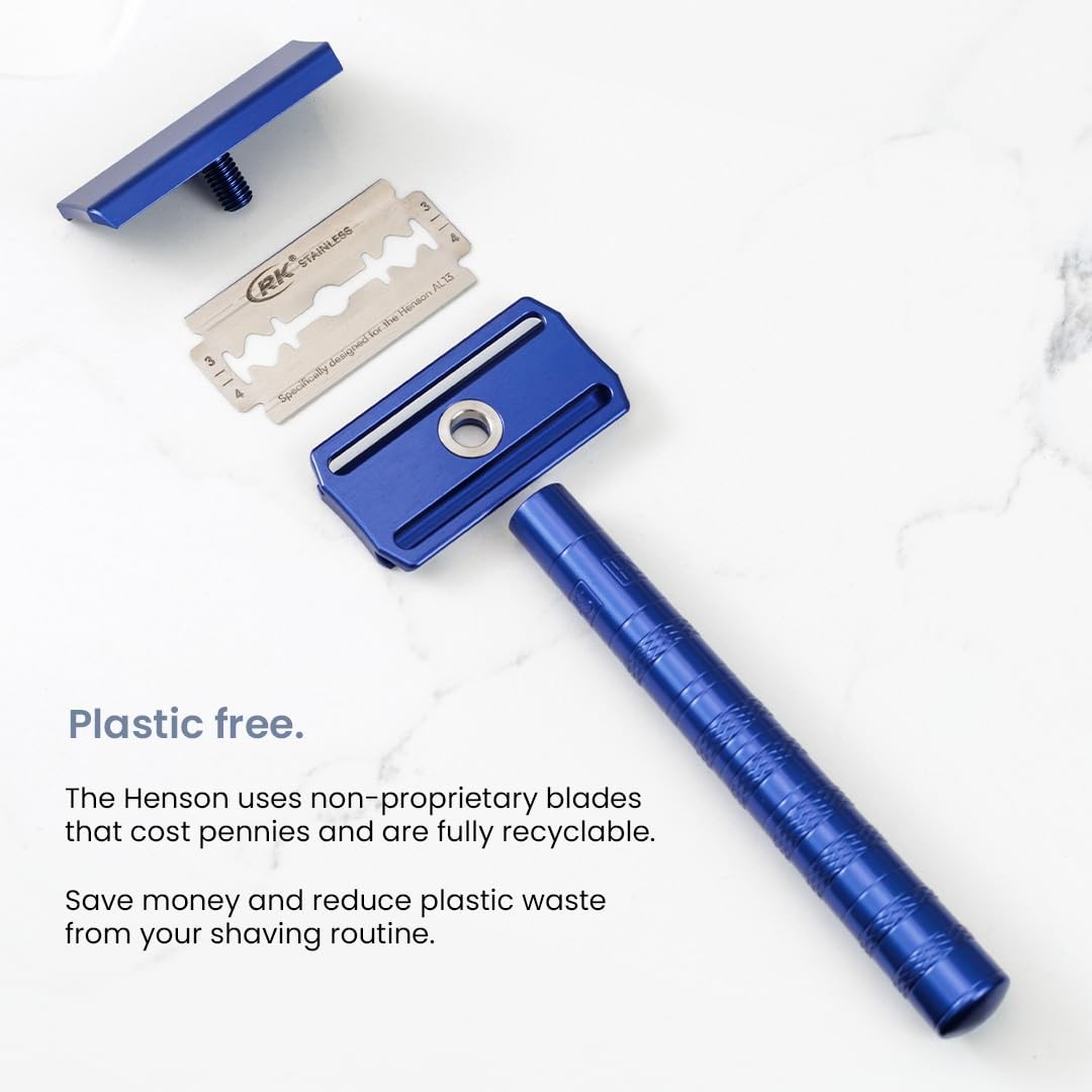Henson Shaving Razor – Jet Black Double Edge Safety Razor with 5 Spare Blades