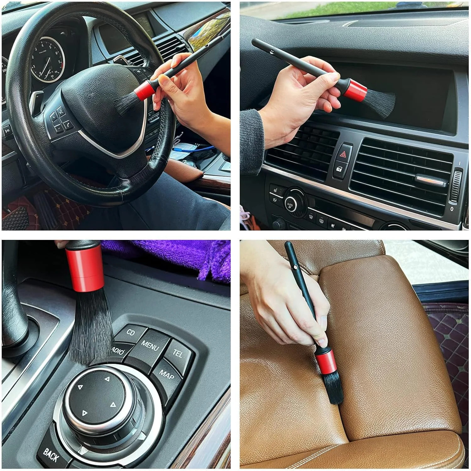 HMPLL 10pcs Auto Car Detailing Brush Set Car Interior Cleaning Kit Includes 5 Bo