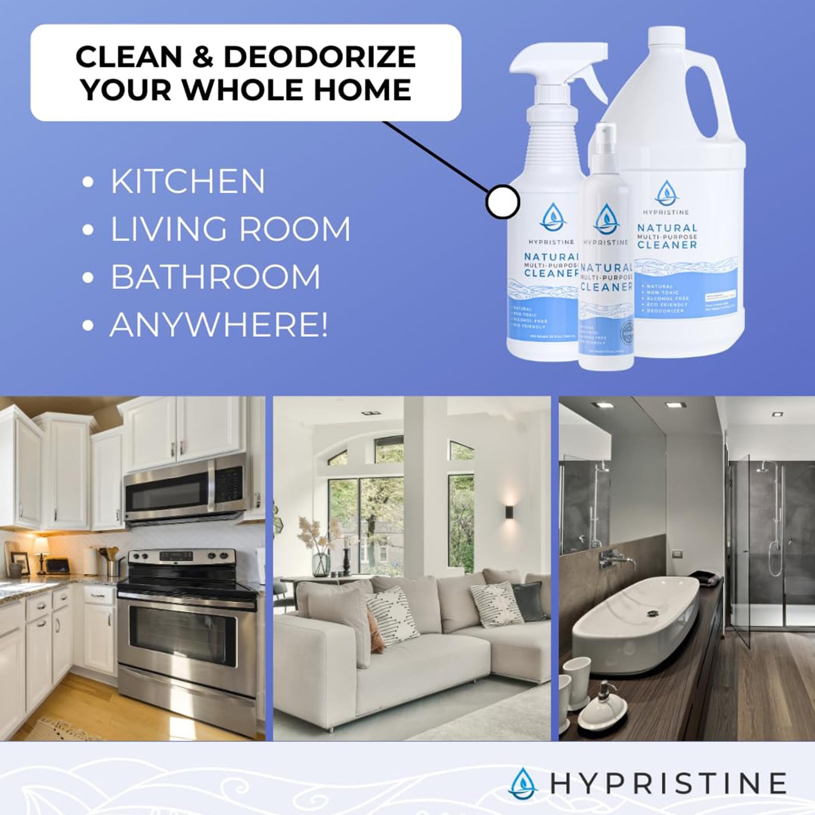 Natural Multipurpose Surface Cleaner, 32 fl oz Spray Bottles, 1 Pack