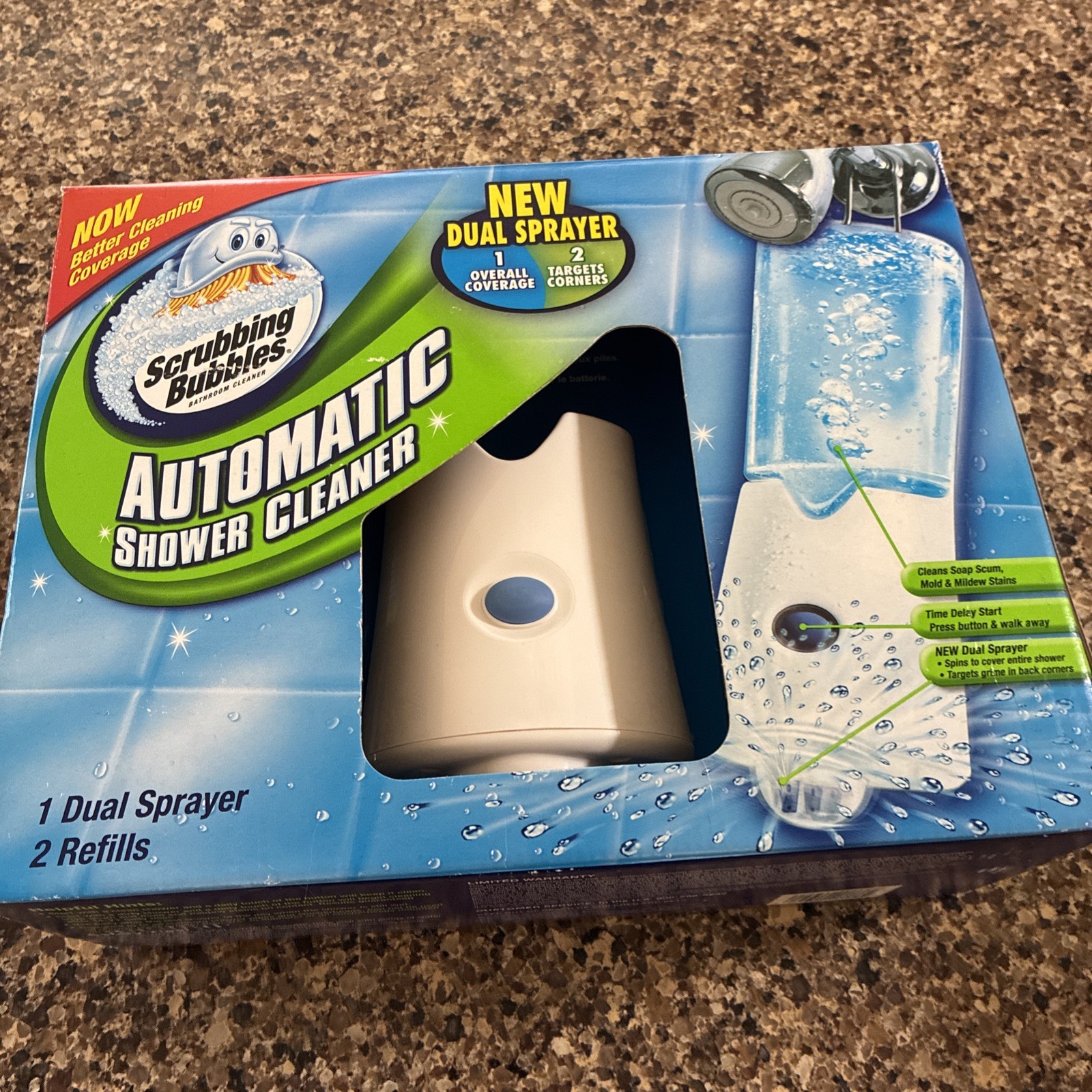 Scrubbing Bubbles Automatic Shower Cleaner Dual Kit with 2 Refills NEW SEALED!