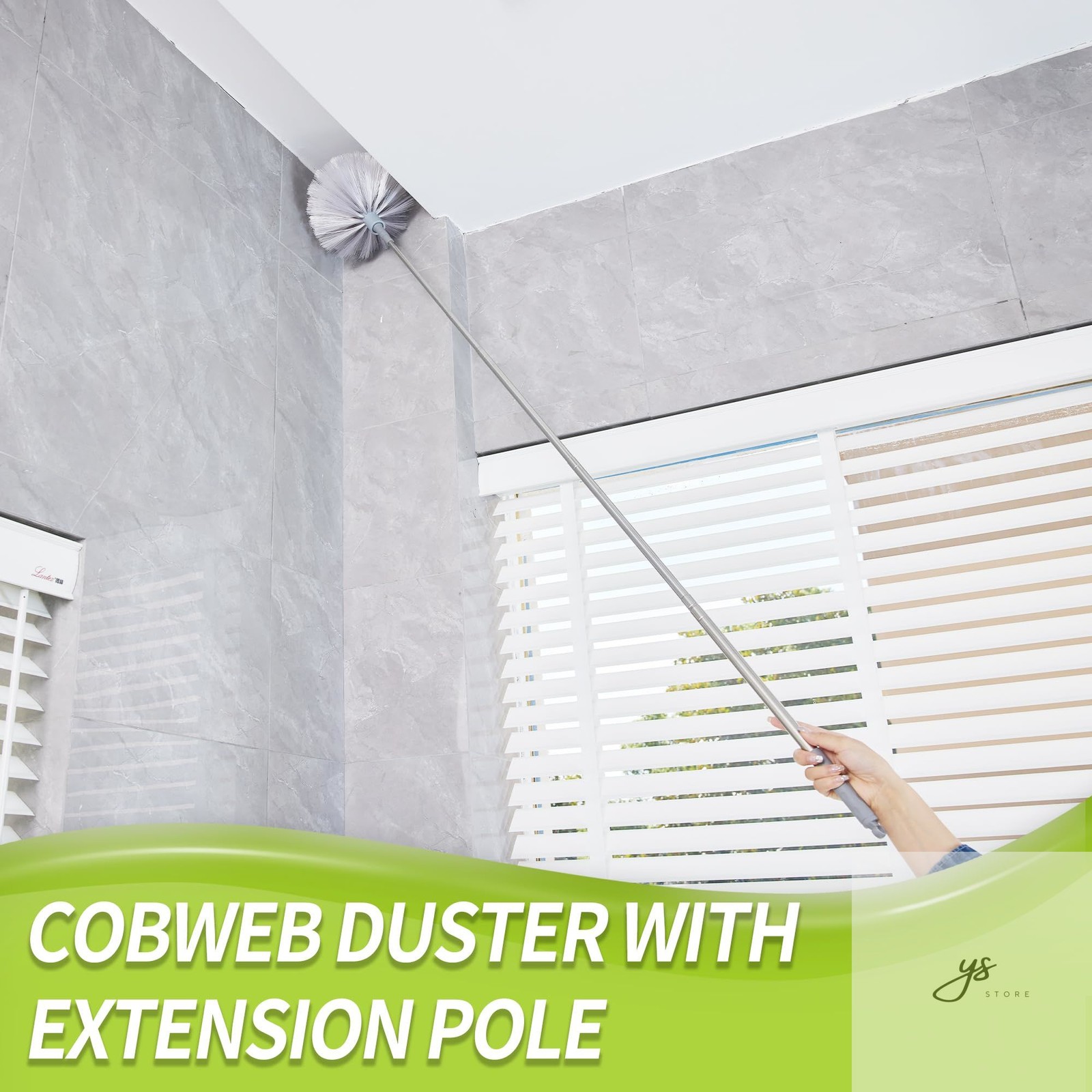 Cobweb Duster with Extension Pole, Spider Web Brush & Ceiling Cleaning Kit, 100″