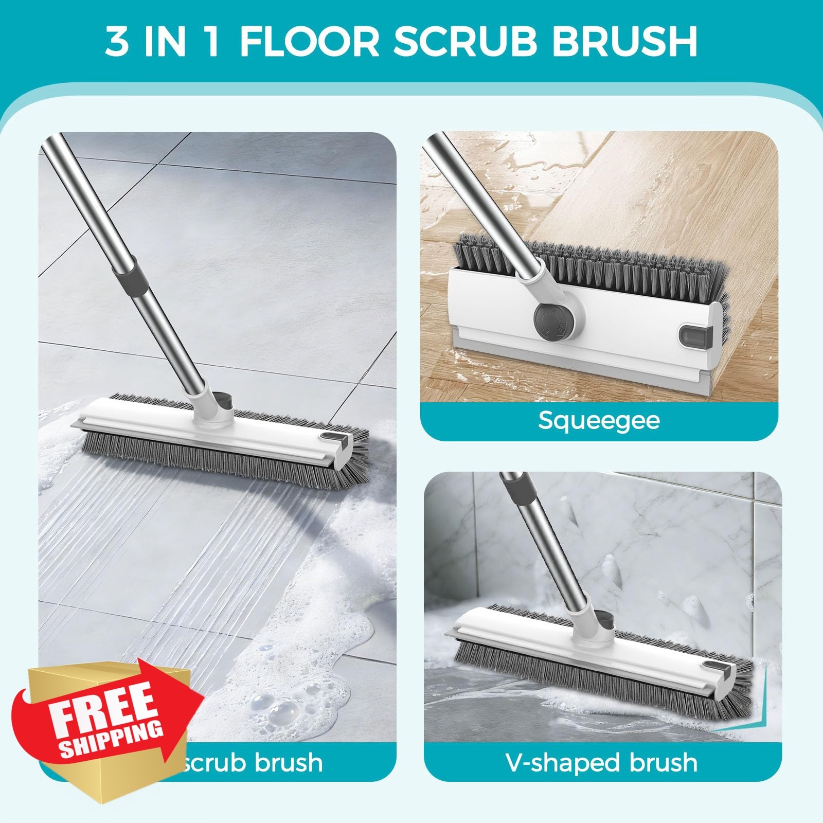 SetSail Floor Scrub Brush Grey White Handle