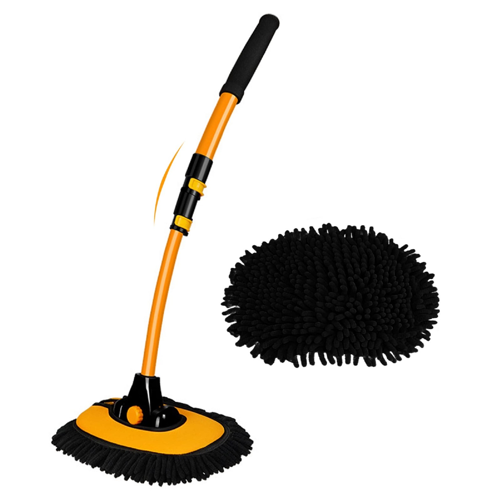15° Curved Car Cleaning Brush with Telescopic Handle 43″Aluminum Alloy Long Rod