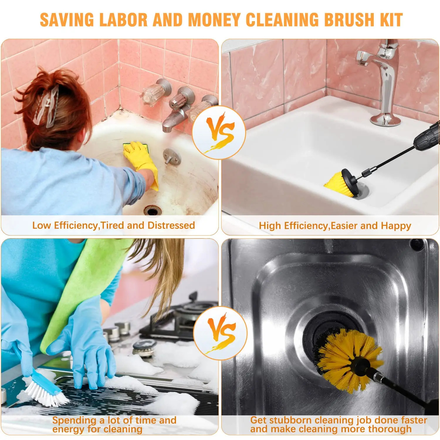 UNTIOR Electric Drill Brush Attachment Set Power Scrubber Brush Car Polisher