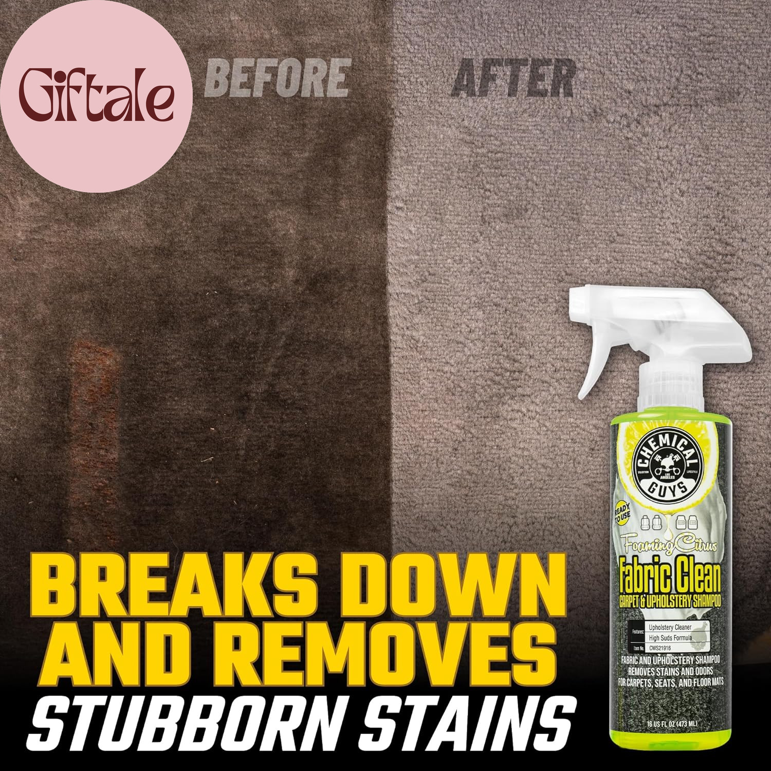 Foaming Citrus Fabric Clean Carpet & Upholstery Cleaner – Car Carpet Cleaner Spr