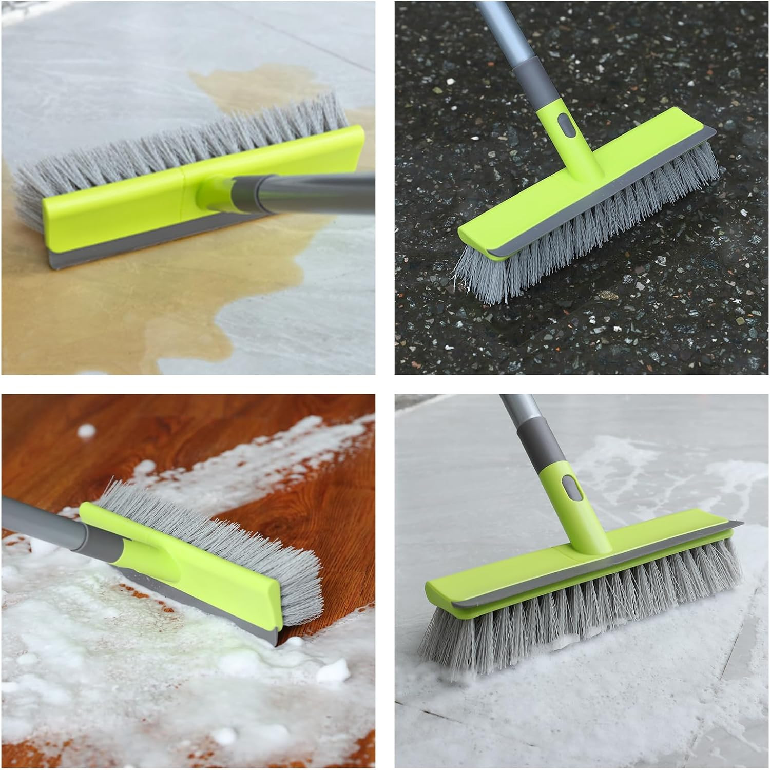 Floor Scrub Brush 2 in 1 Scrape and Stiff Bristle Deck Brush for Cleaning Concre