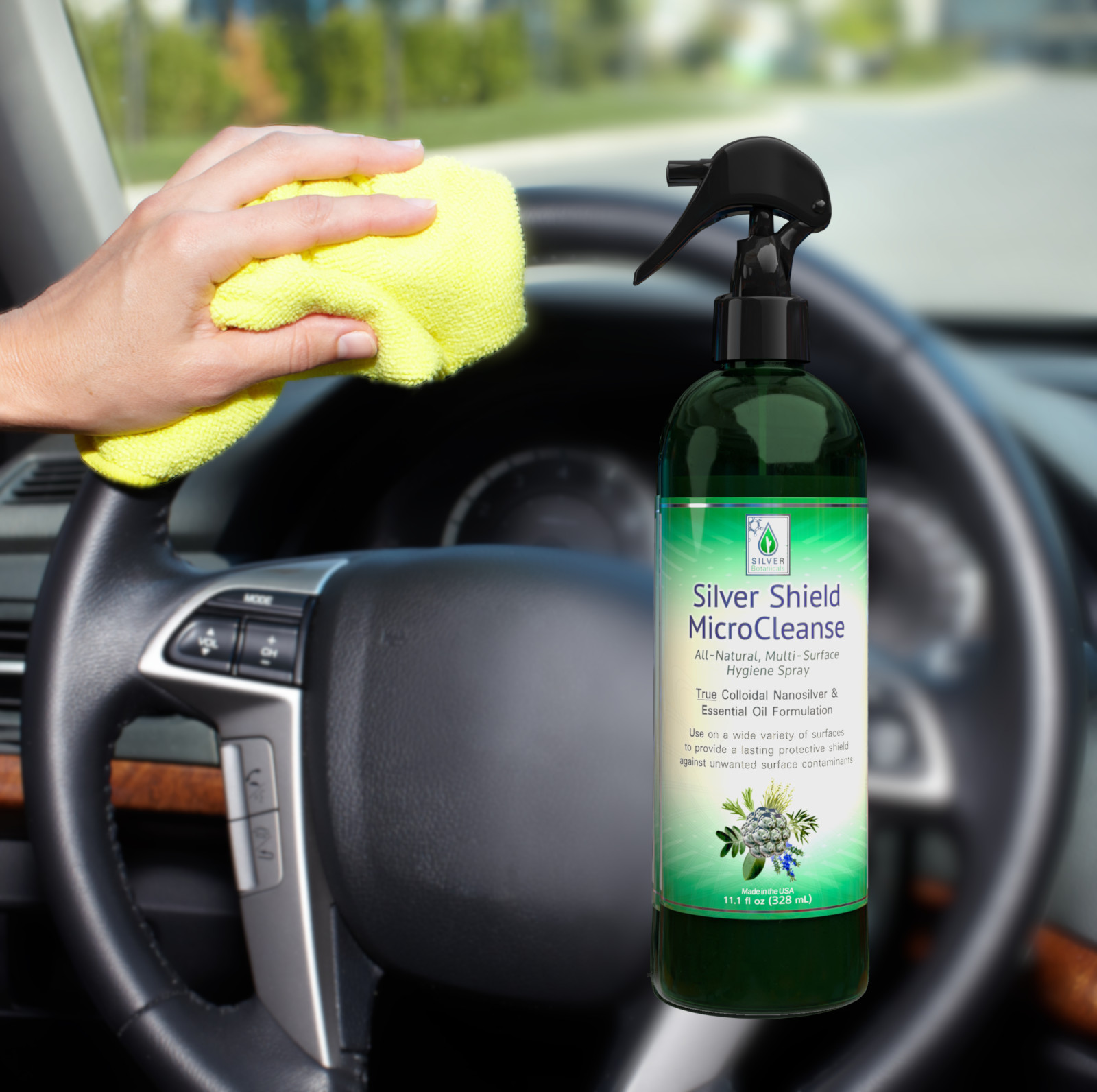Silver Shield MicroCleanse, All-Natural, Multi-Surface Hygiene Spray, 11.1 fl oz
